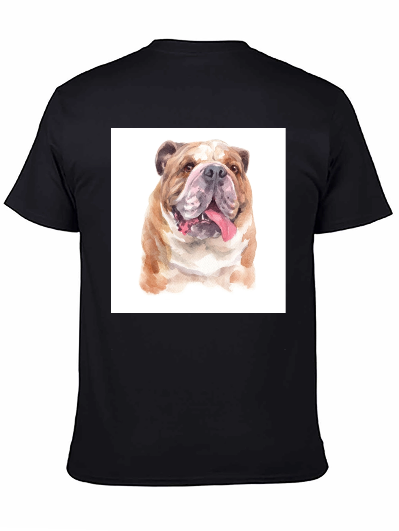 Black Bulldog Watercolor Graphic Tee - Black Cotton Blend view 4