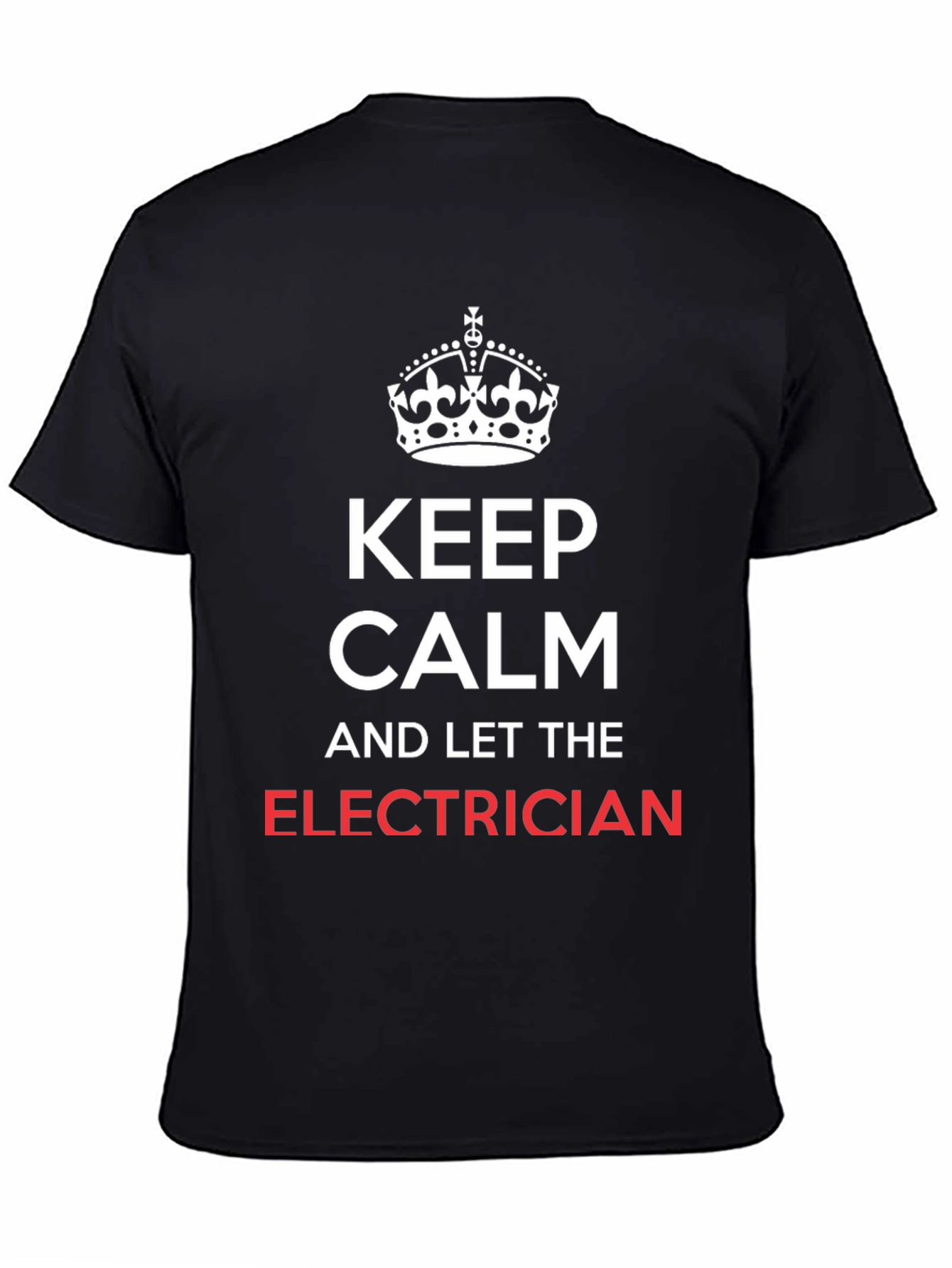 Black Keep Calm Electrician T-Shirt - Funny Electrician Gift view 4