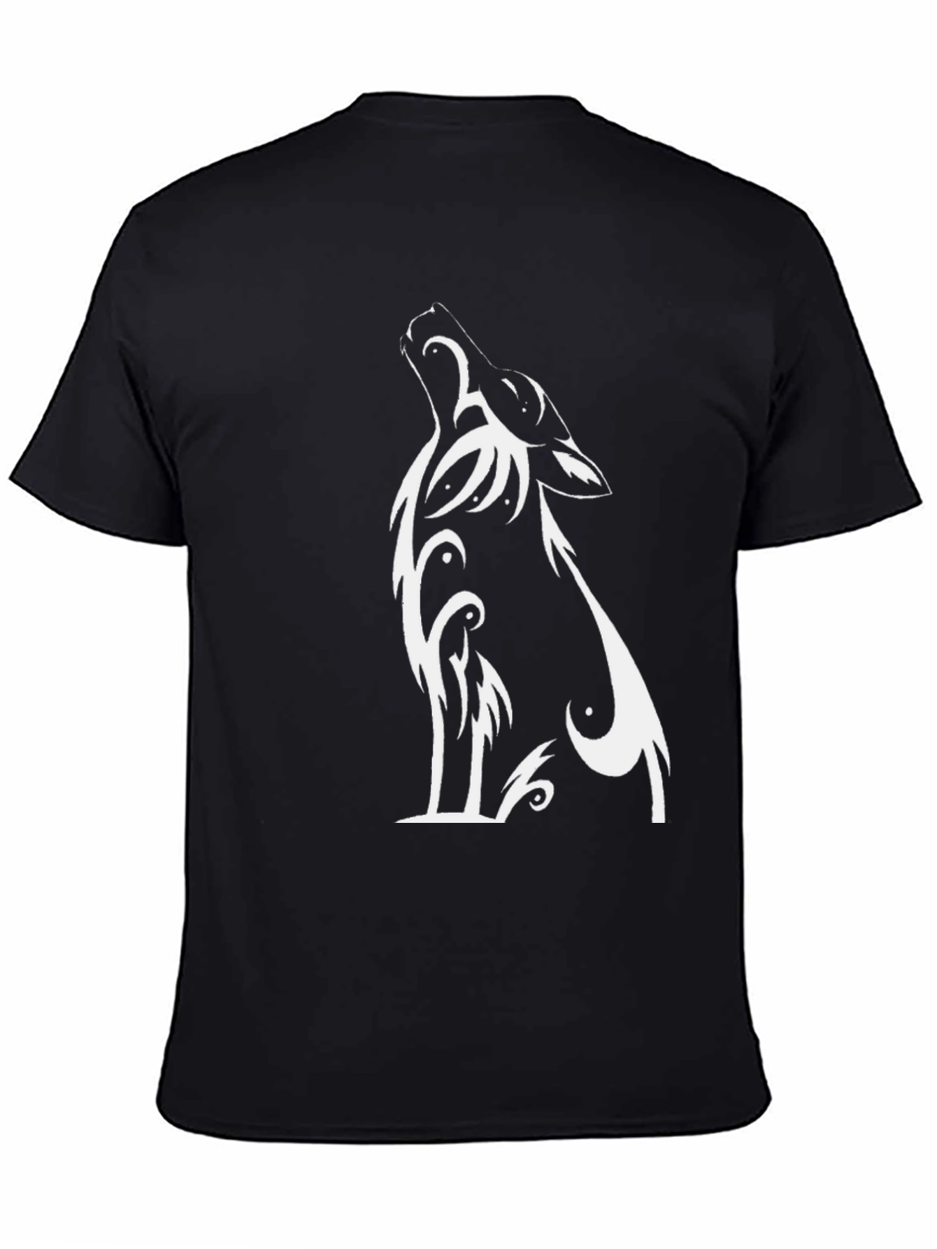 Black Tribal Wolf Graphic T-Shirt - Men's Black Tee view 4