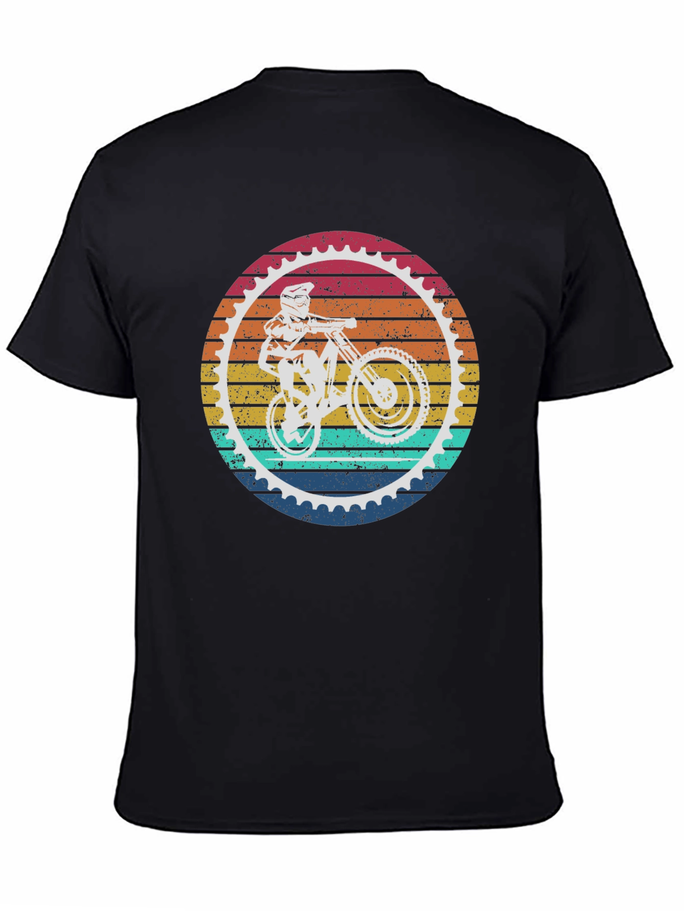 Black Retro Mountain Bike Graphic T-Shirt view 4