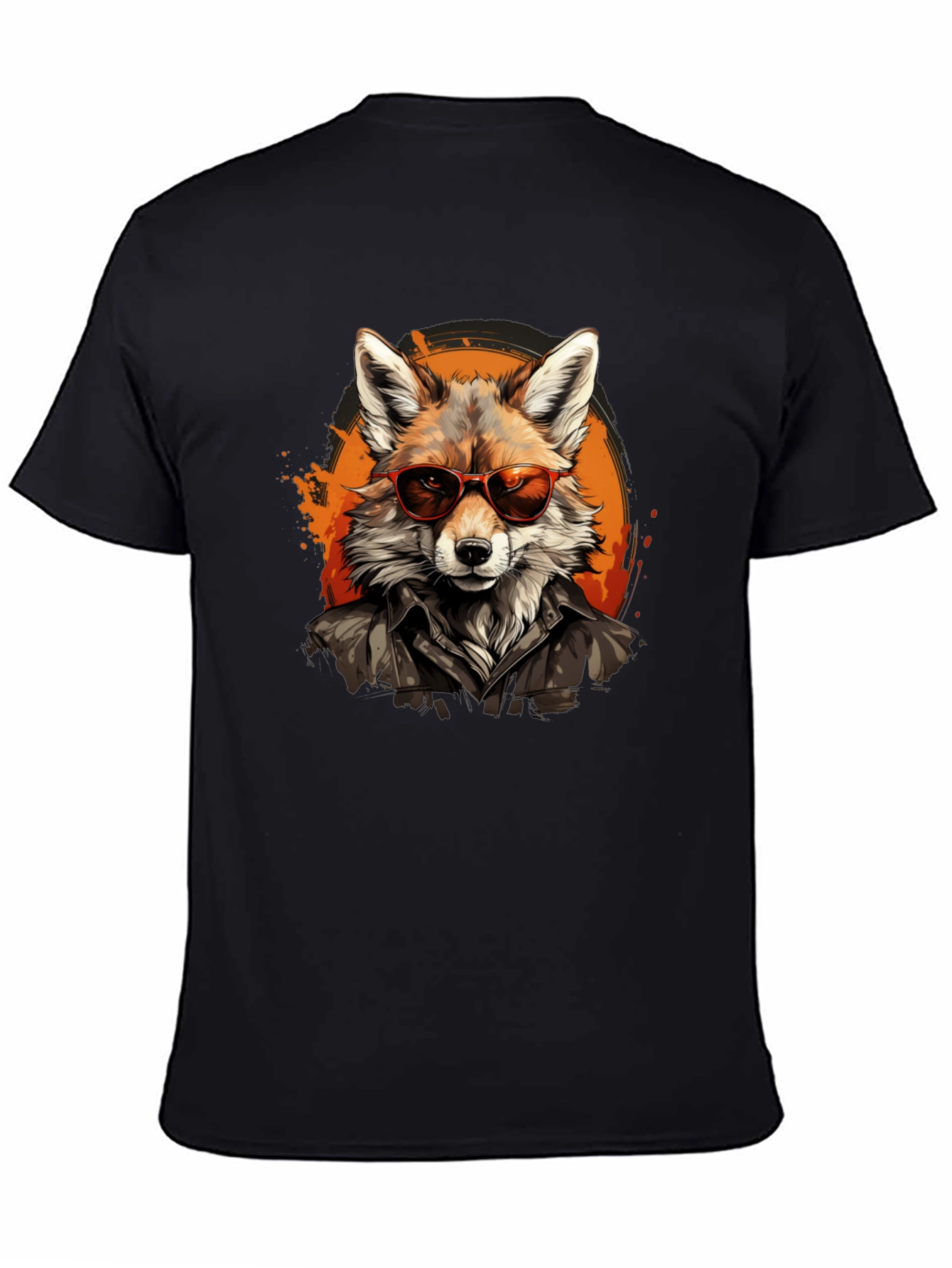 Black Cool Fox Graphic Tee - Trendy Animal T-Shirt view 4