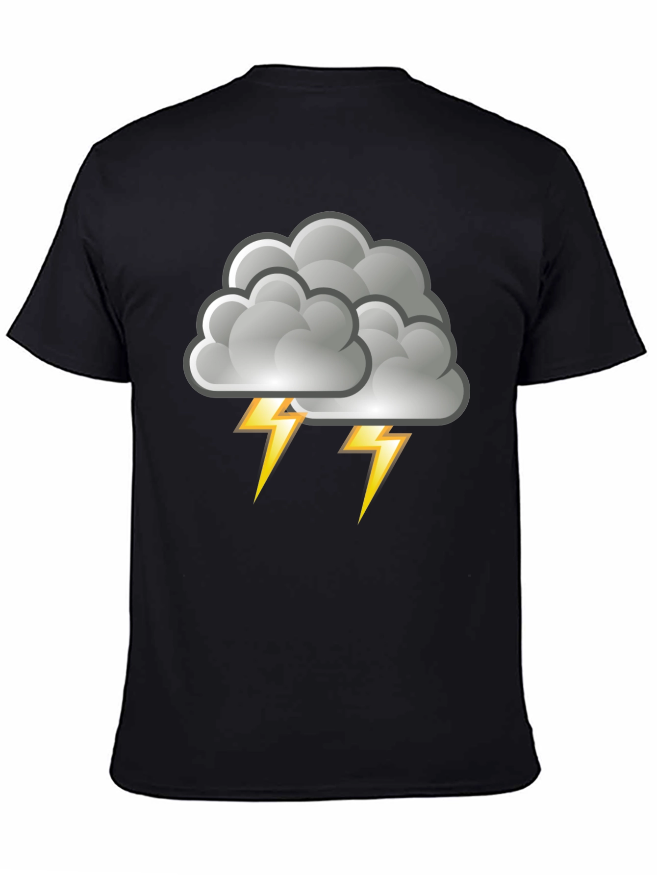 Black Stormy Weather T-Shirt - Cloud Lightning Design view 4