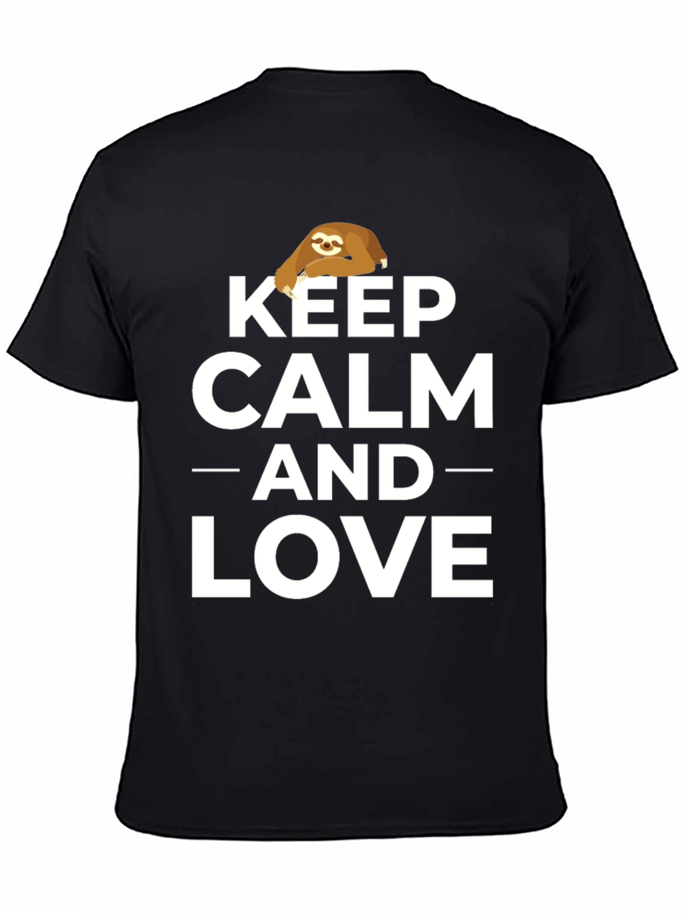 Black Keep Calm and Love Sloths Graphic Tee view 4