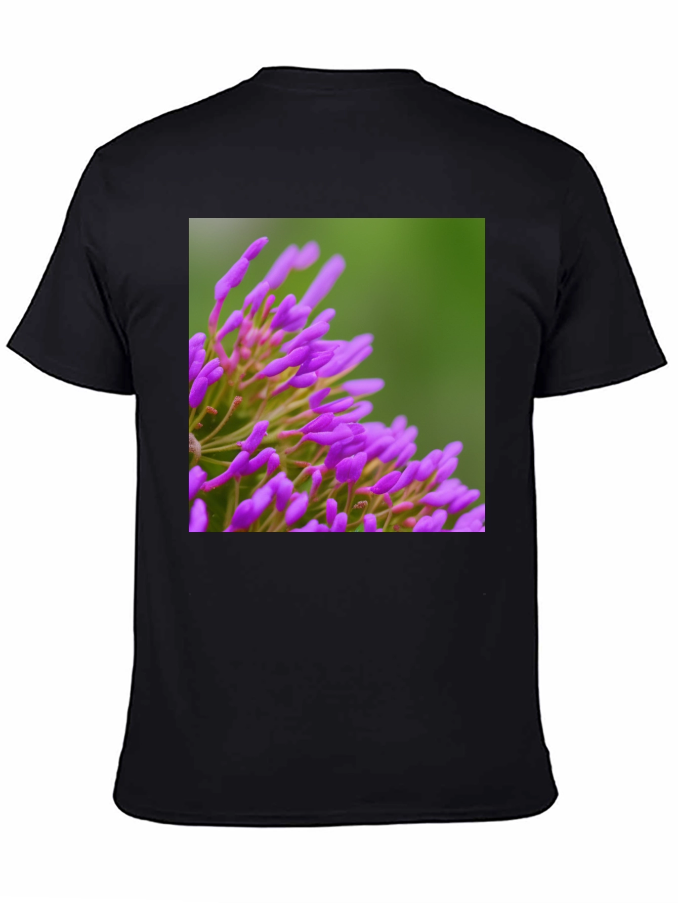 Black Purple Floral Print Black T-Shirt view 4