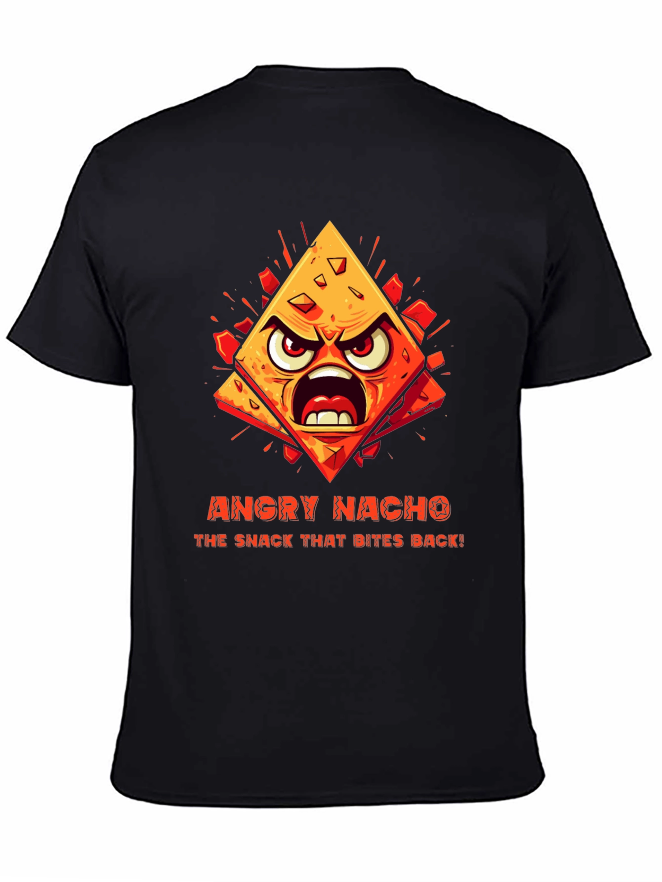 Black Angry Nacho Bite Back Black T-Shirt view 4