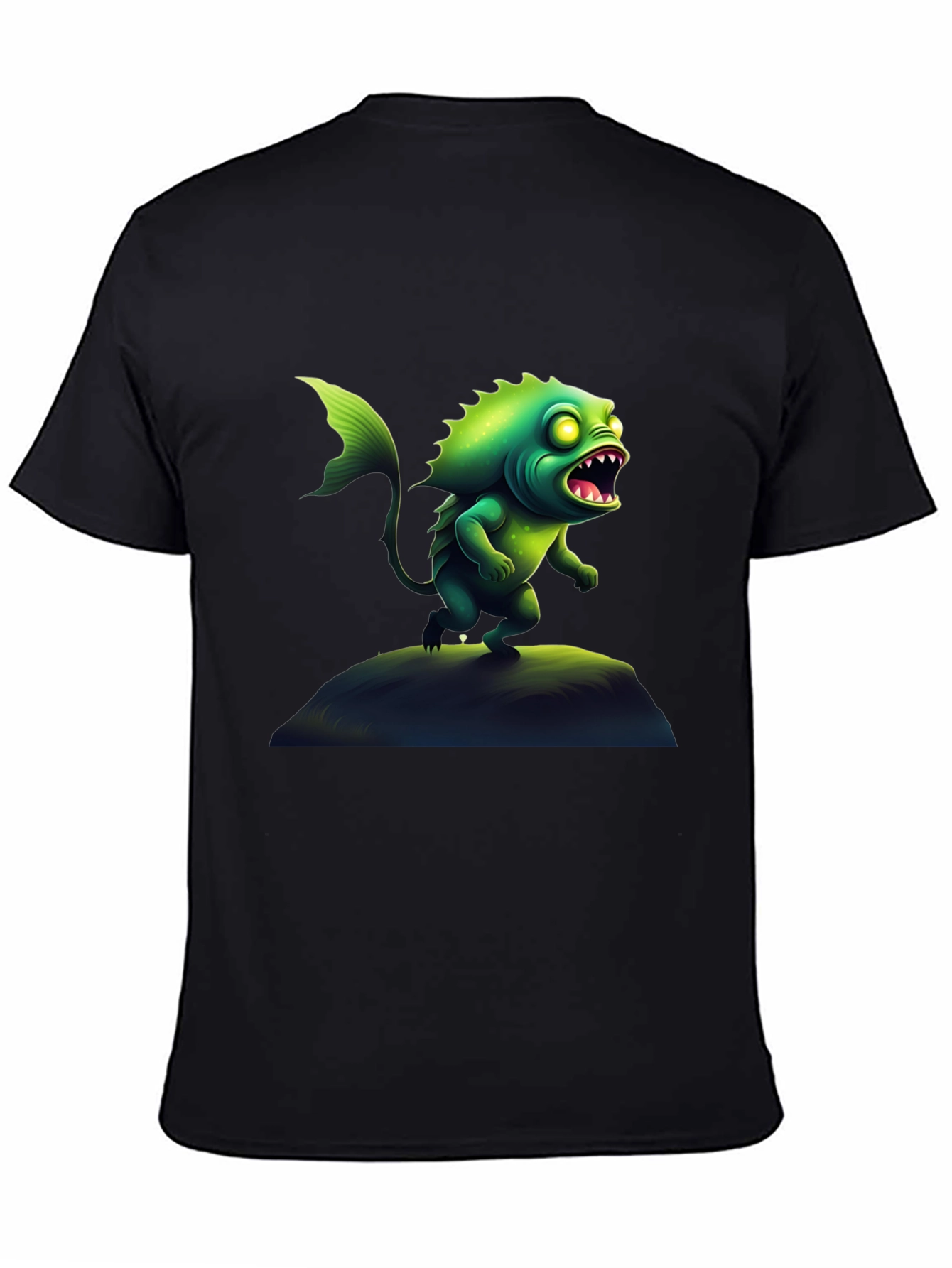 Black Monster Fish Graphic Tee - Unique Creature Design view 4