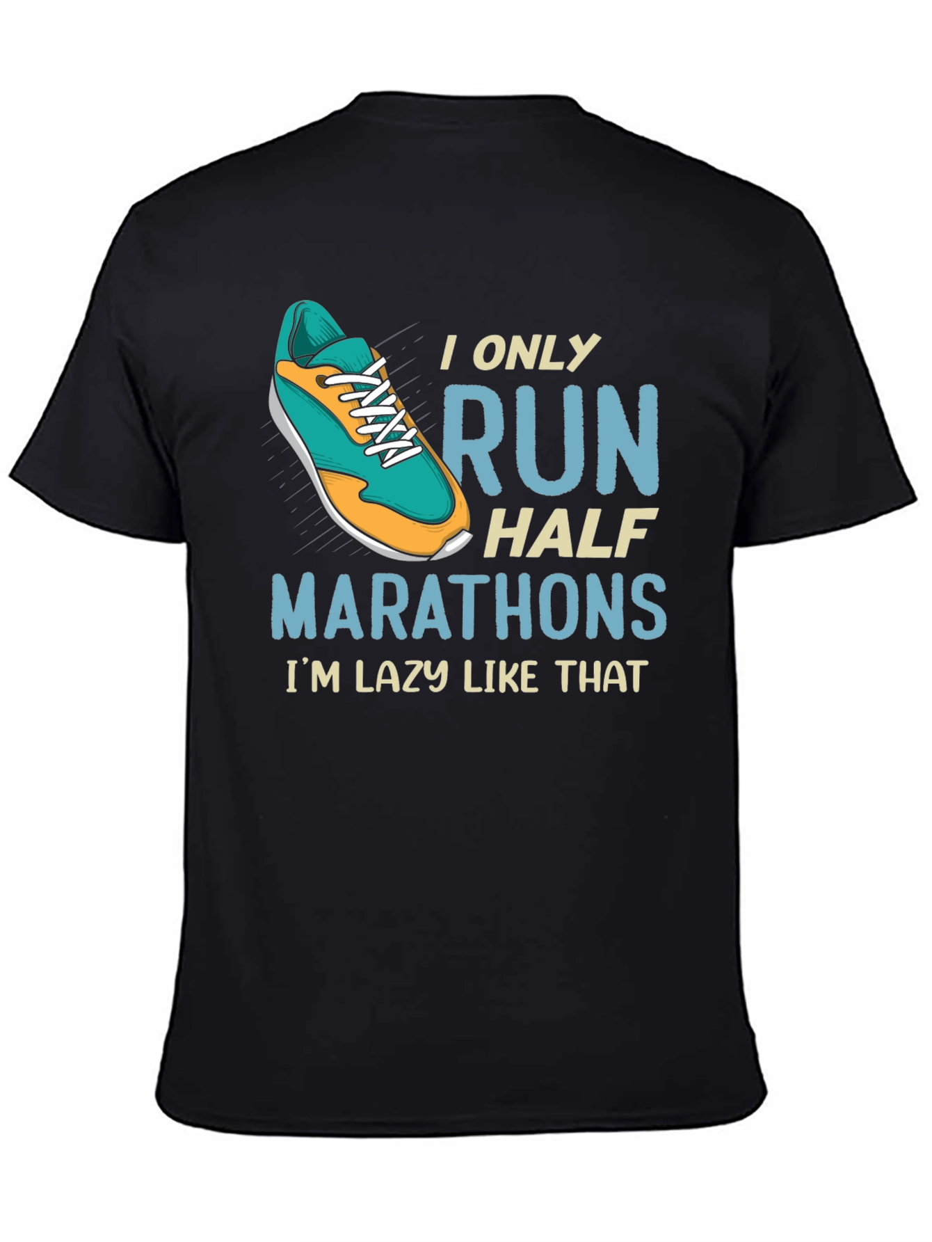 Black Funny Half Marathon Running T-Shirt view 4