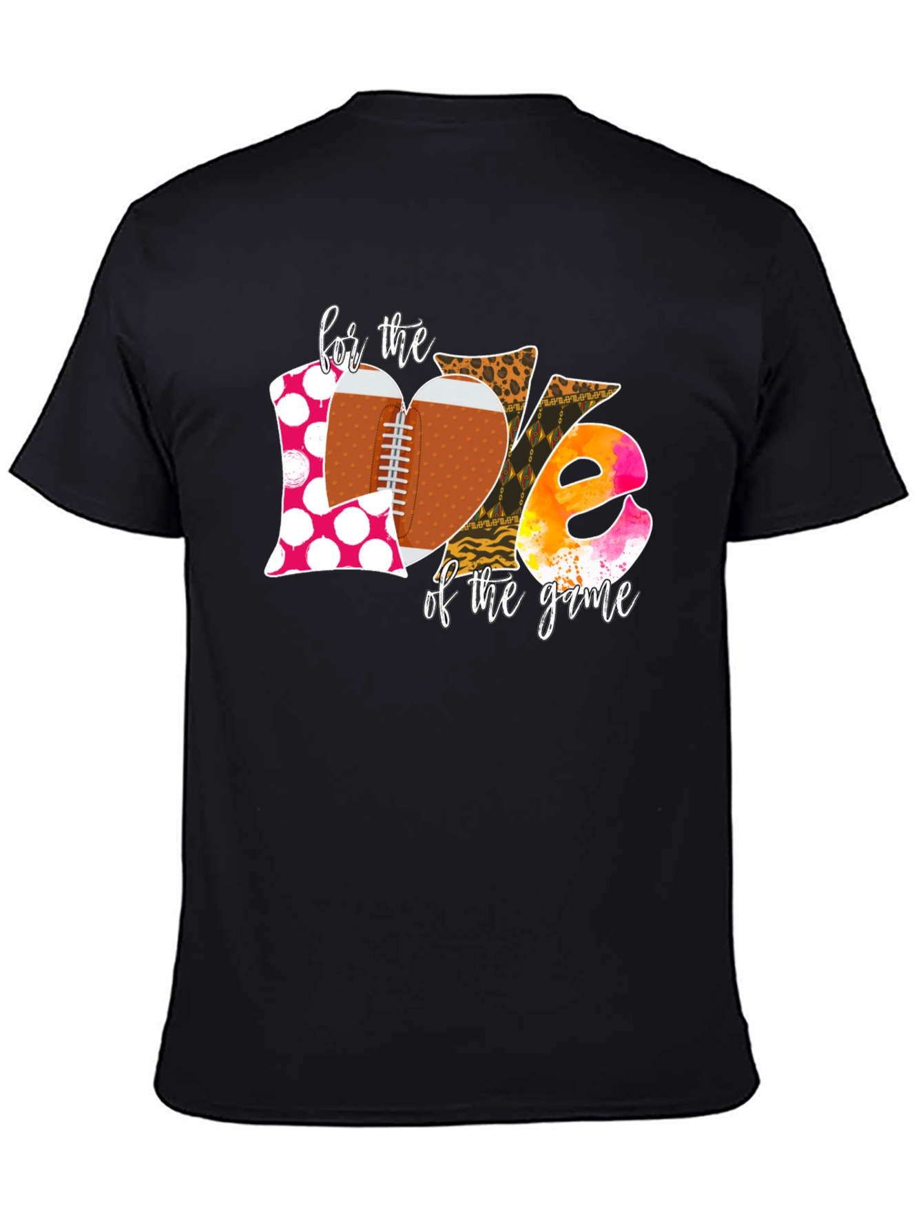 Black Football Game Day Love Graphic Tee view 4