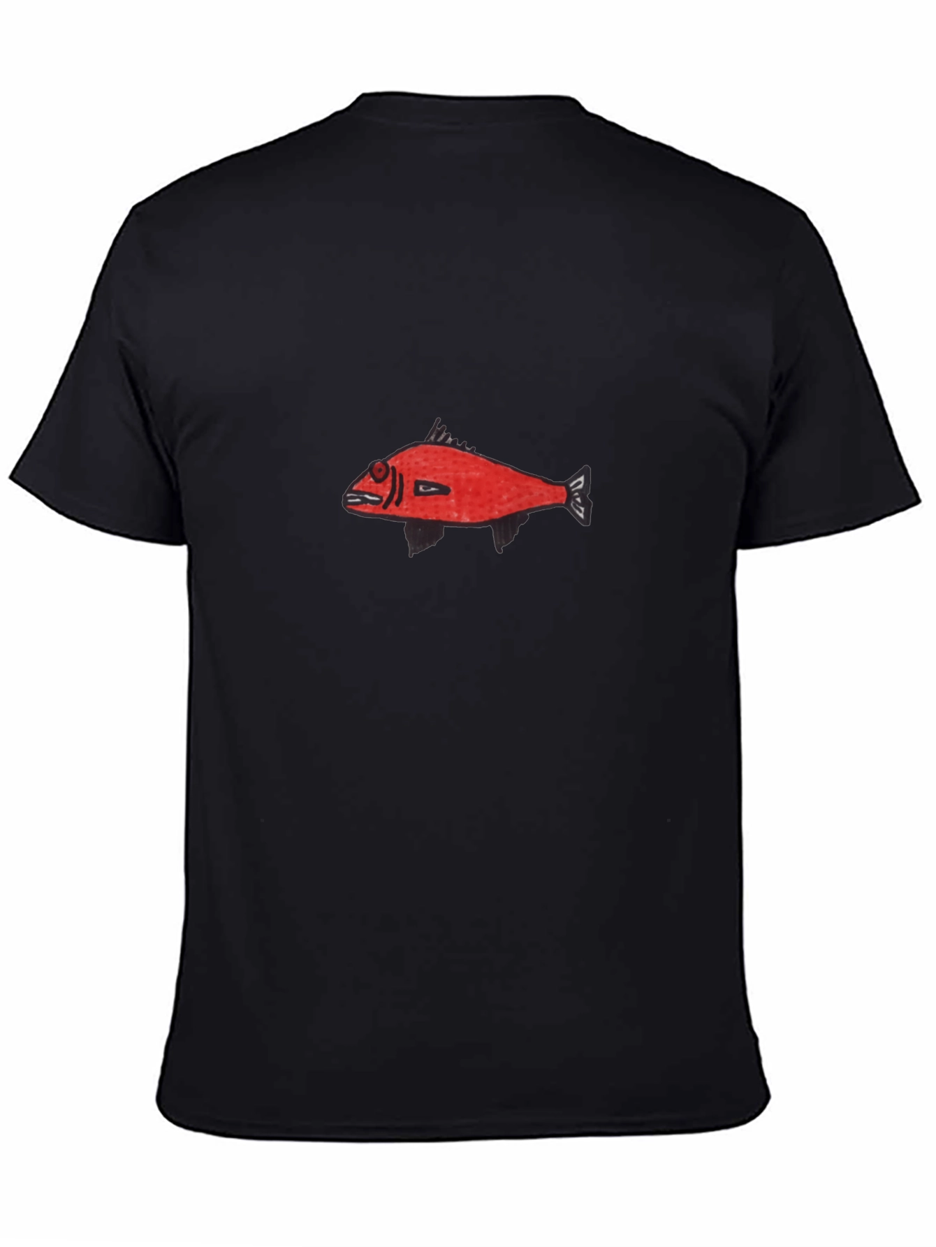Black Red Fish Graphic Black T-Shirt - Unique Design view 4