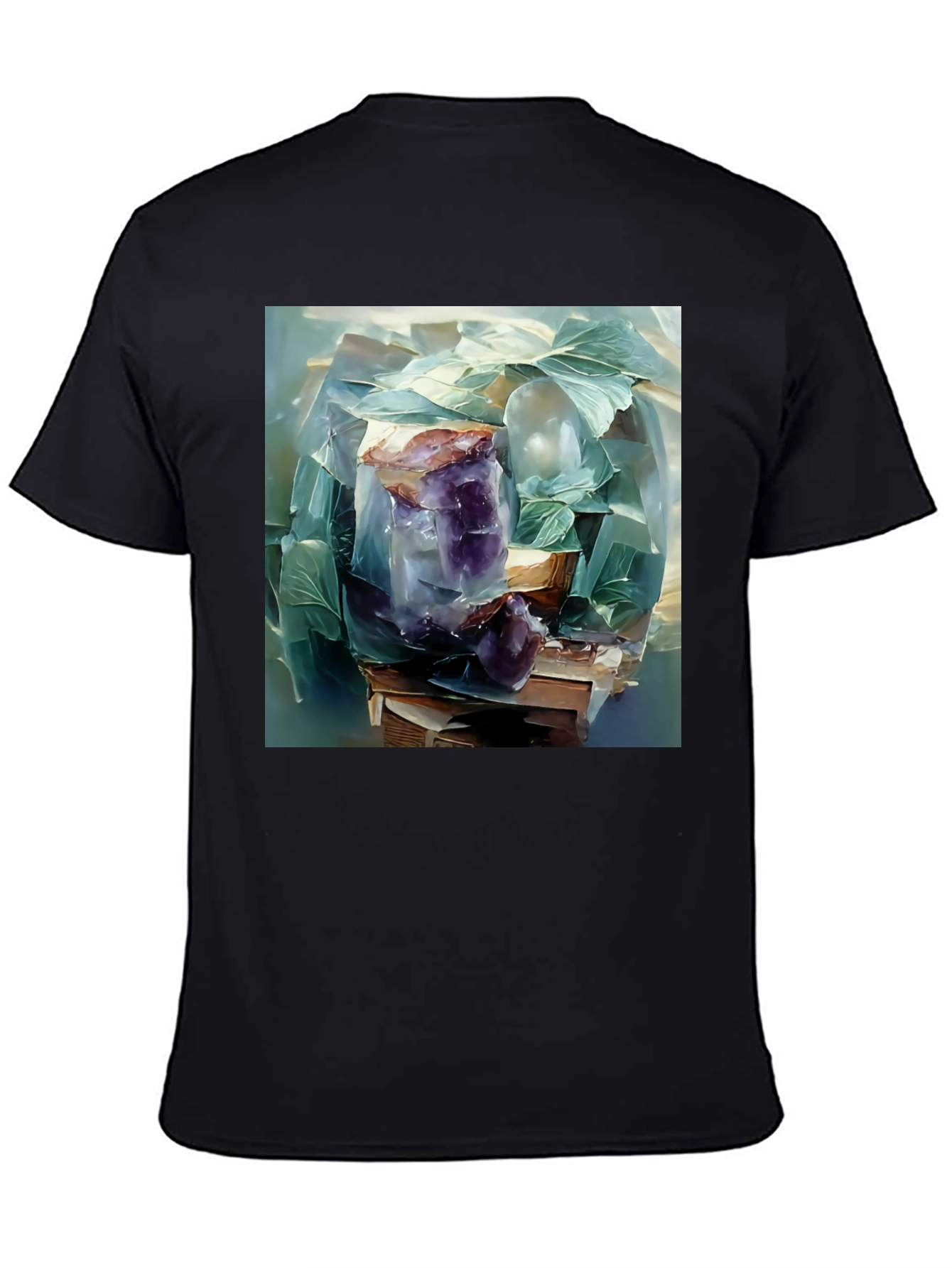 Black Amethyst Crystal Stack T-Shirt - Artistic Graphic Tee view 4