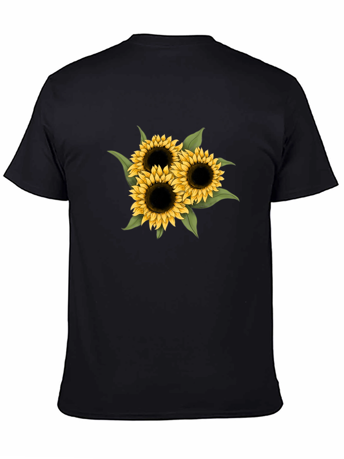 Black Sunflower Graphic Tee - Black Cotton Casual T-Shirt view 4