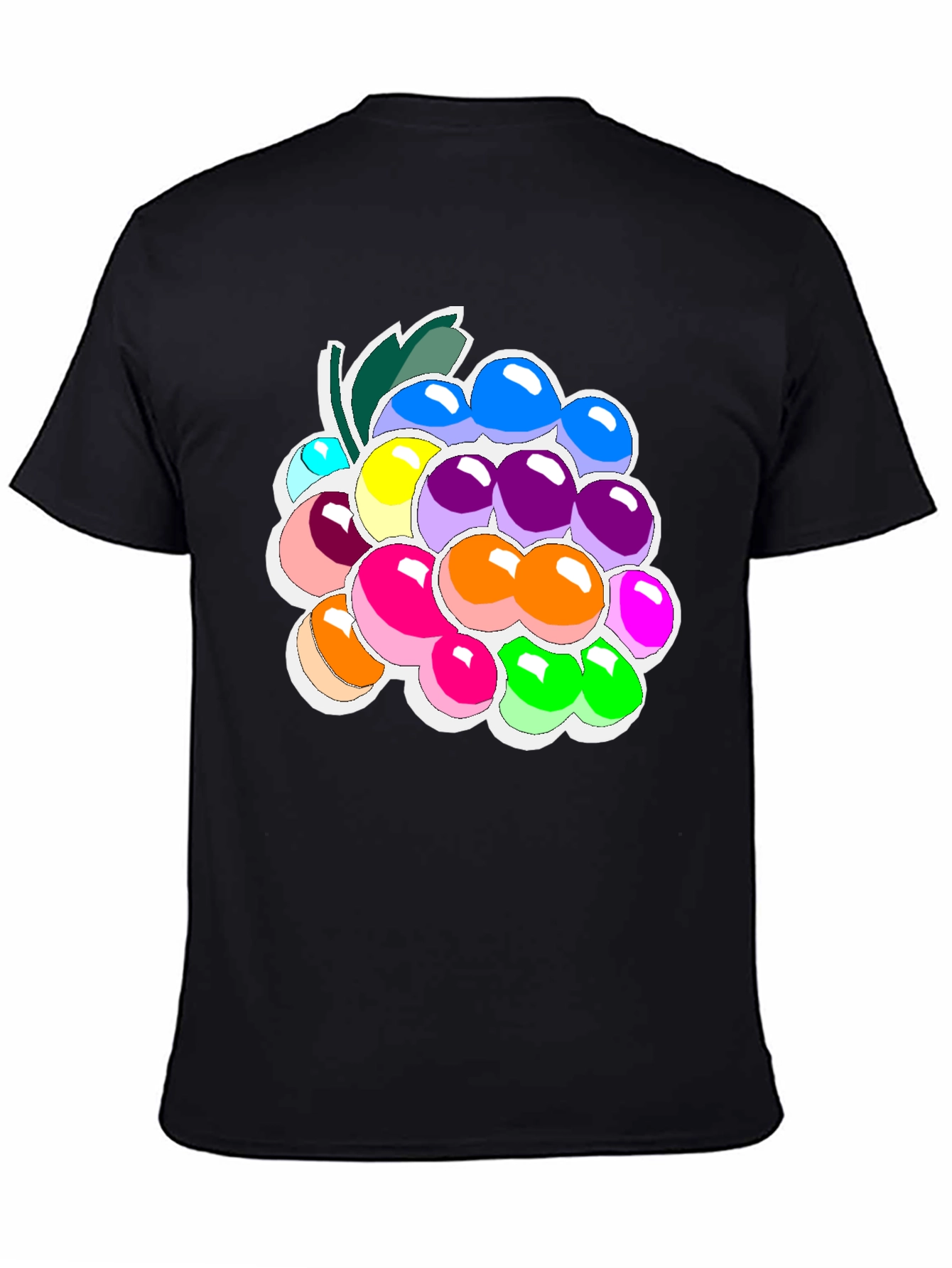 Black Colorful Grapes Graphic Tee - Fruit Lover's T-Shirt view 4