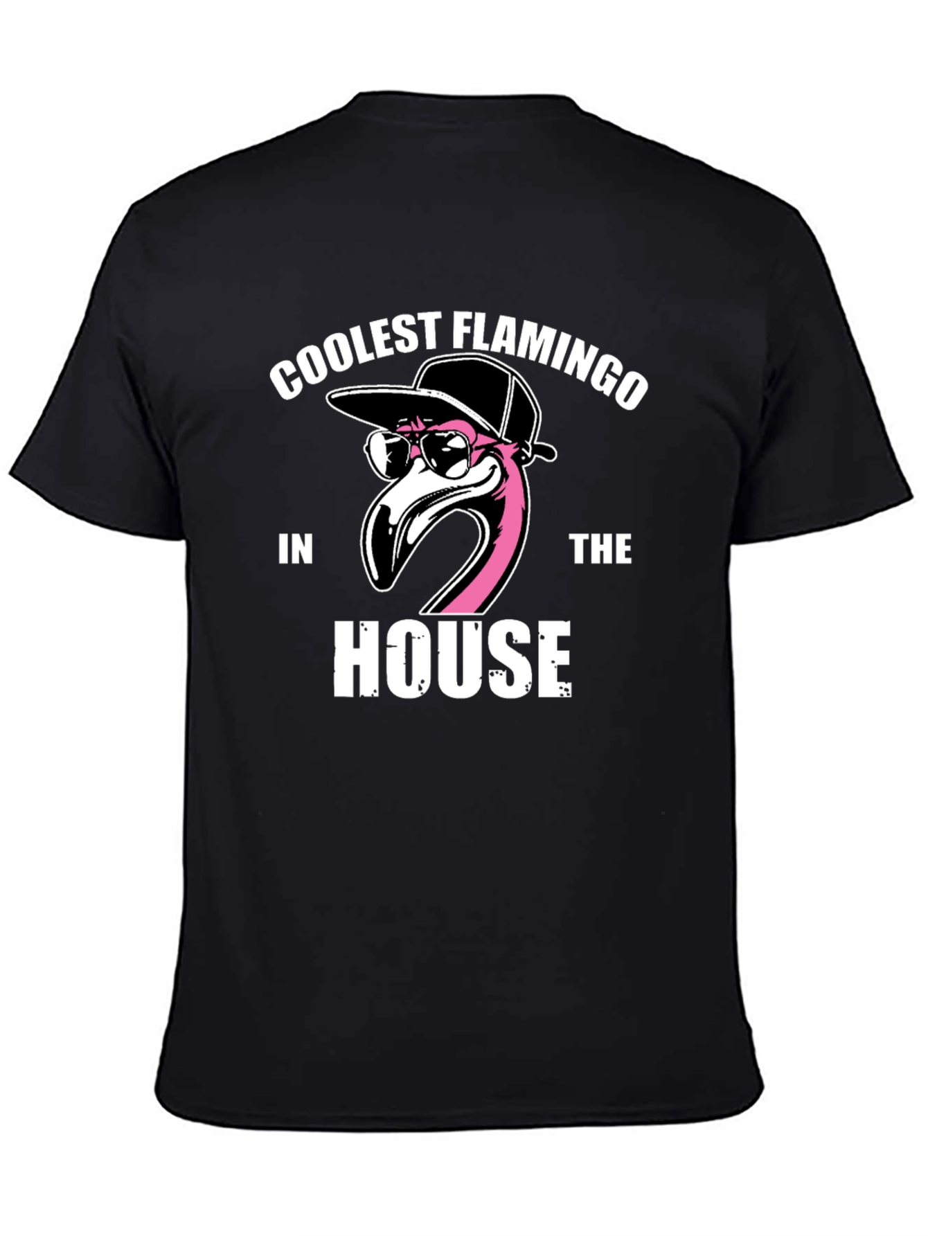 Black Coolest Flamingo in the House Black Graphic Tee view 4