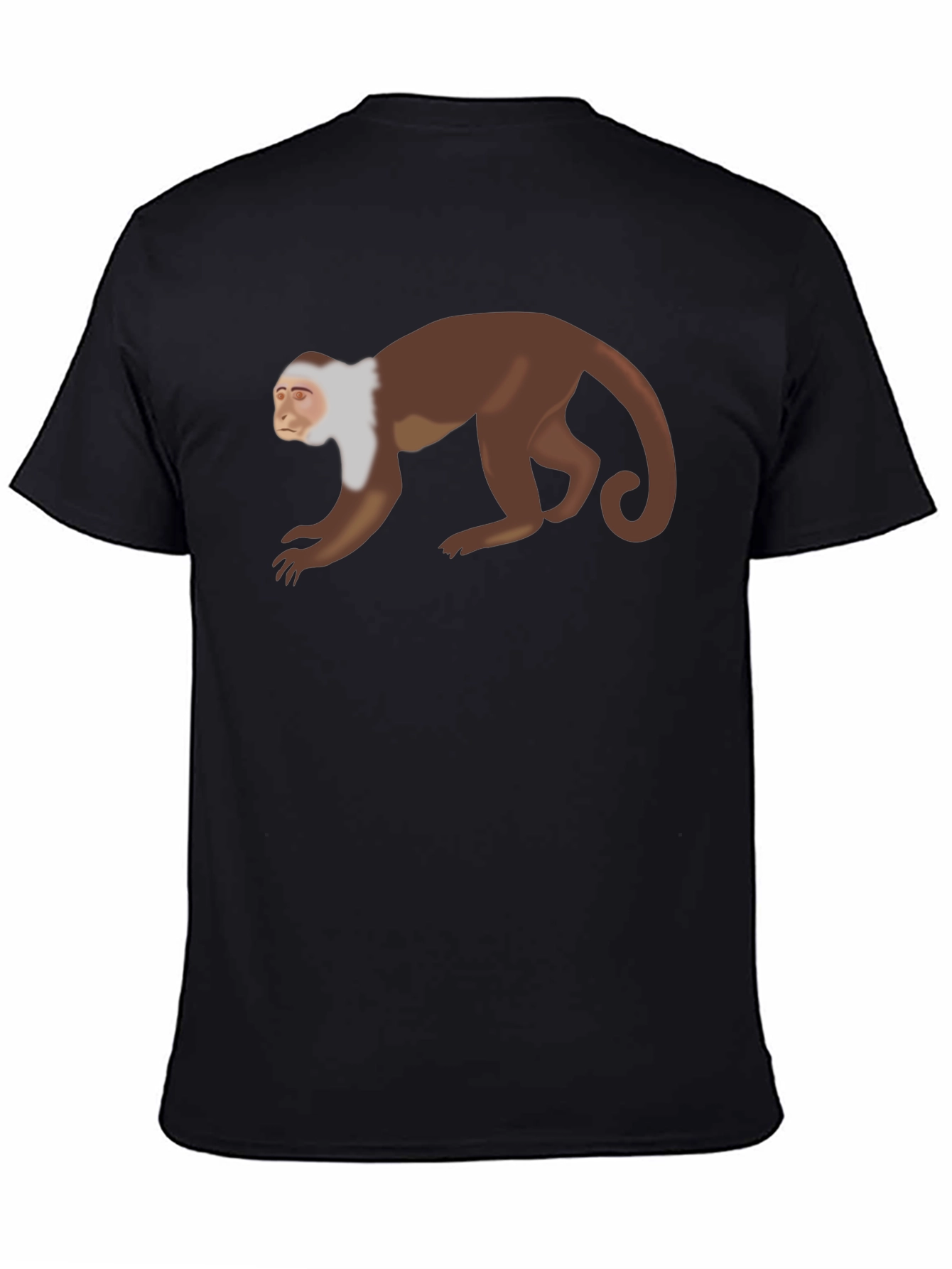 Black Capuchin Monkey Graphic T-Shirt - Unisex Black Tee view 4