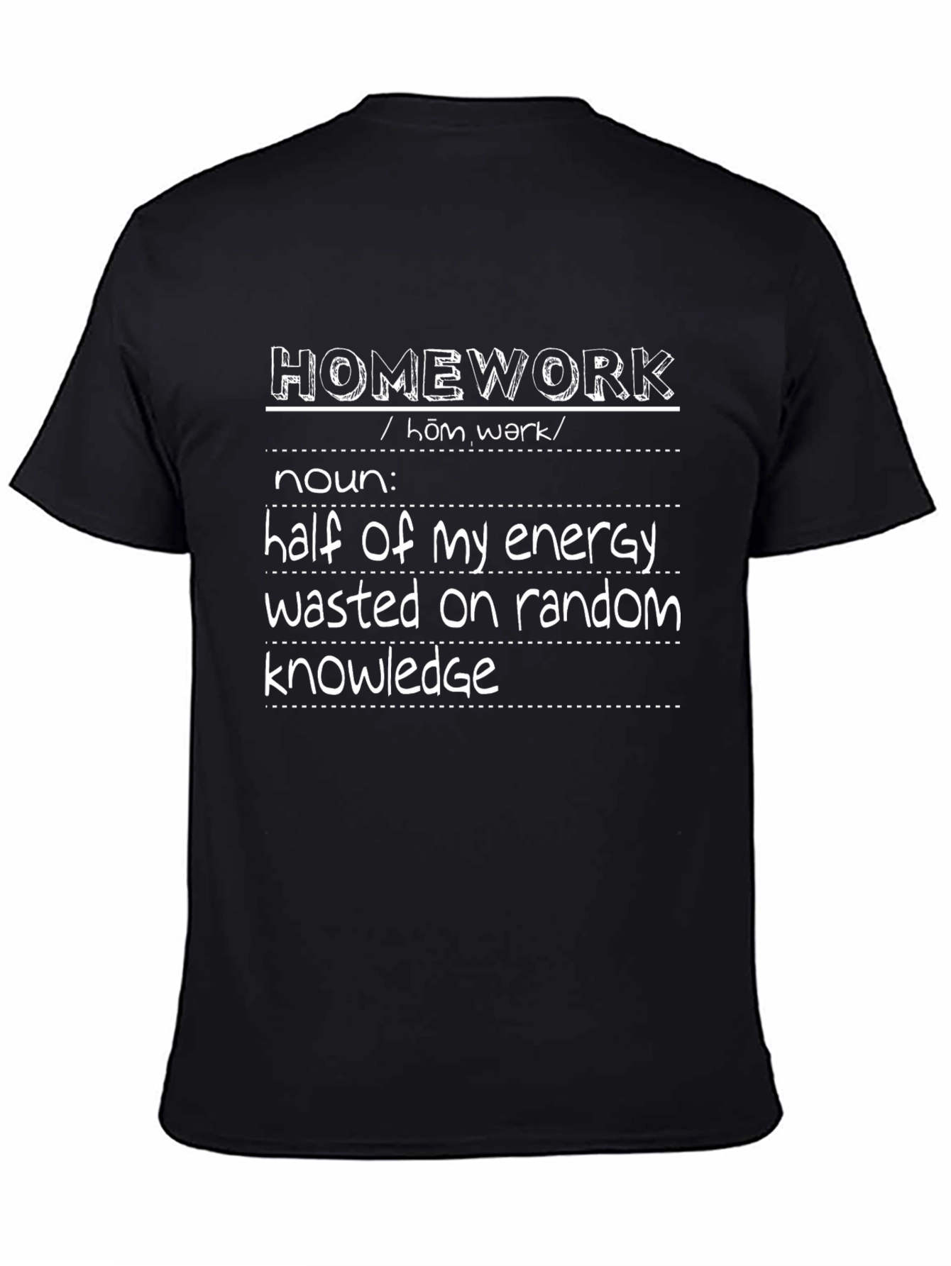 Black Homework Definition Graphic Tee - Black view 4