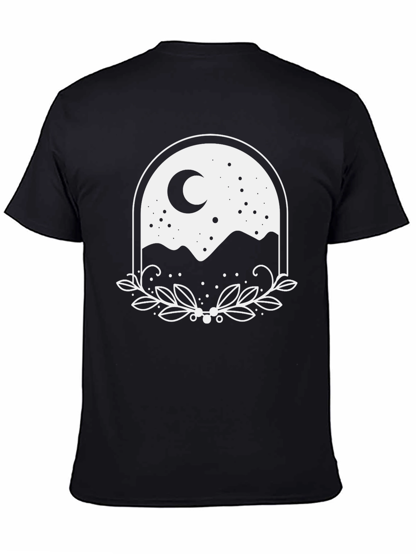 Black Nature Moon Graphic Tee - Black Cotton T-Shirt view 4