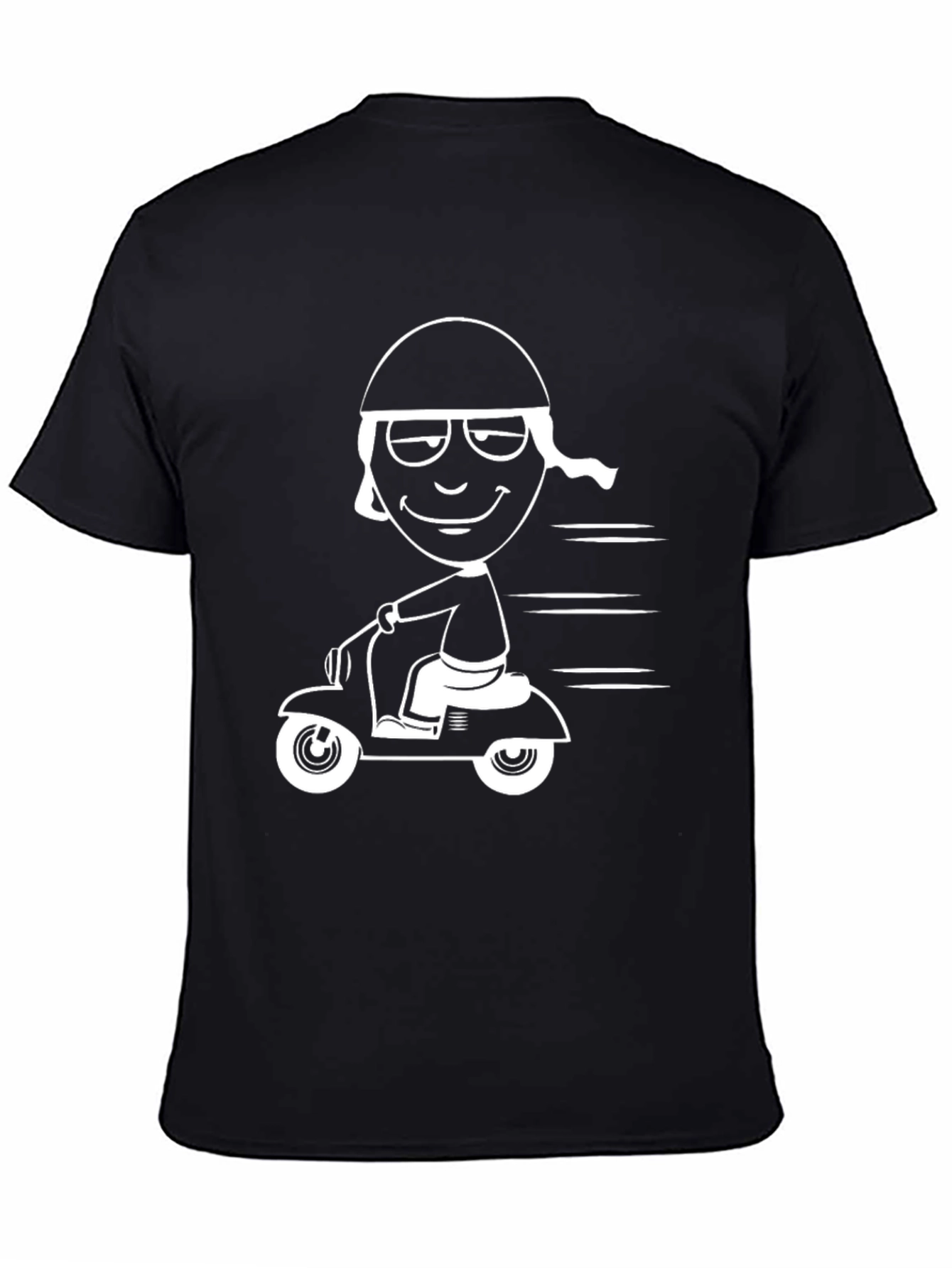Black Cartoon Scooter Rider Graphic T-Shirt view 4