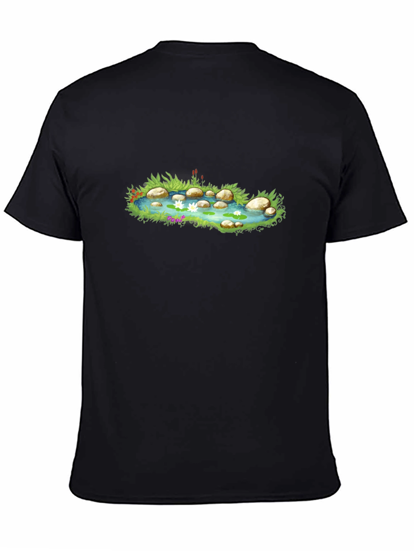 Black Pond Design Black T-Shirt view 4