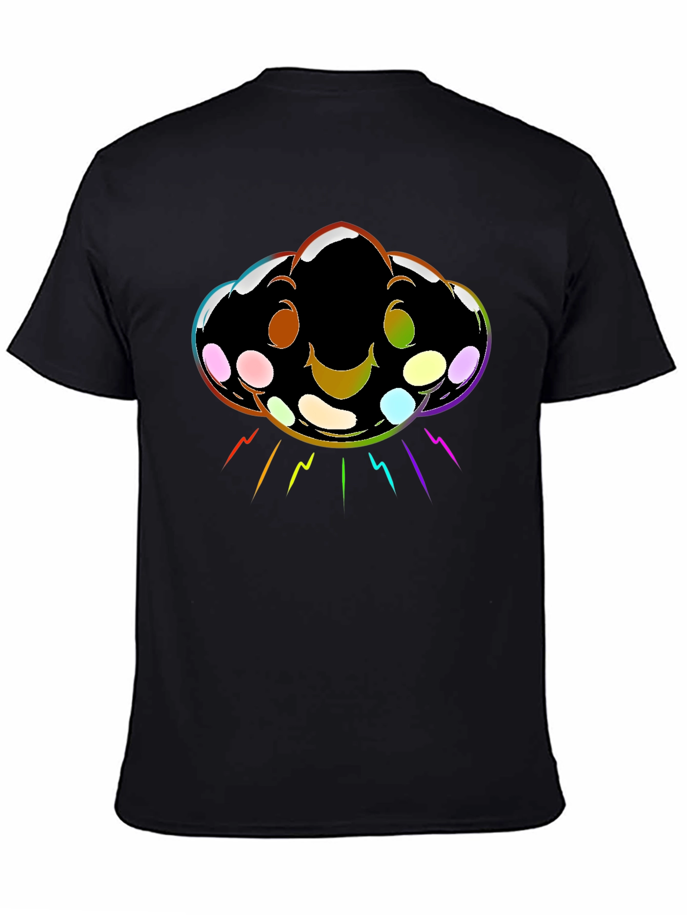 Black Rainbow Cloud UFO Graphic T-Shirt view 4