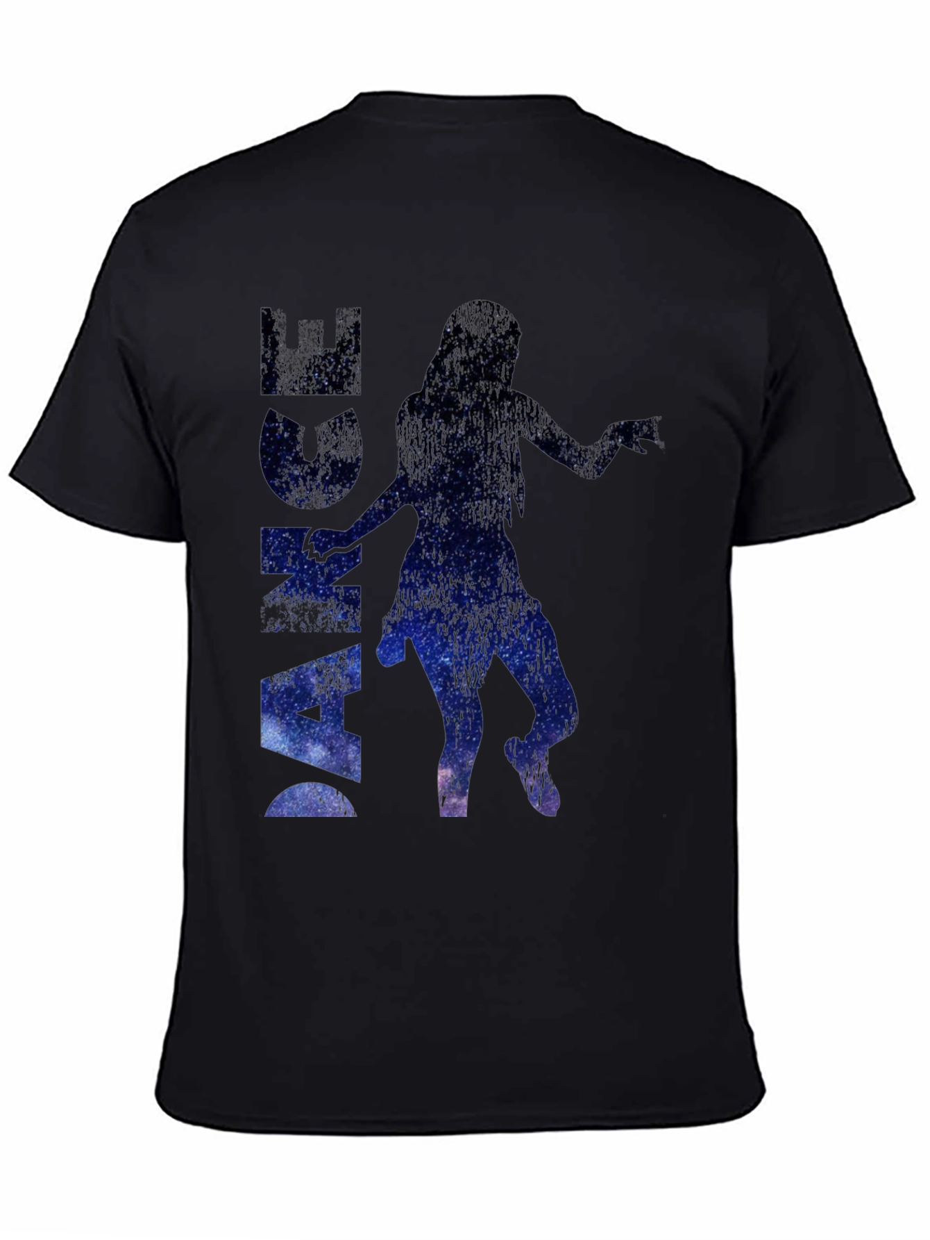 Black Dance Silhouette Galaxy Print Black T-Shirt view 4
