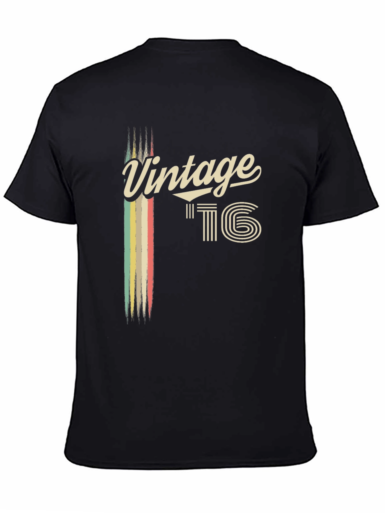 Black Vintage Style '16 Graphic Tee - Black Cotton Blend view 4