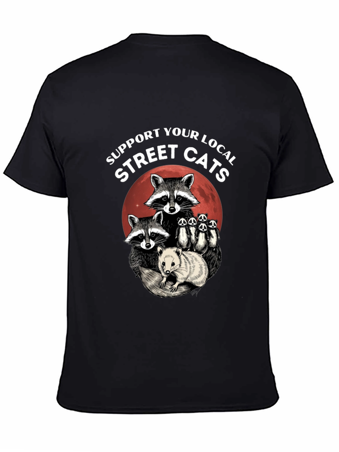 Black Support Your Local Street Cats T-Shirt view 4