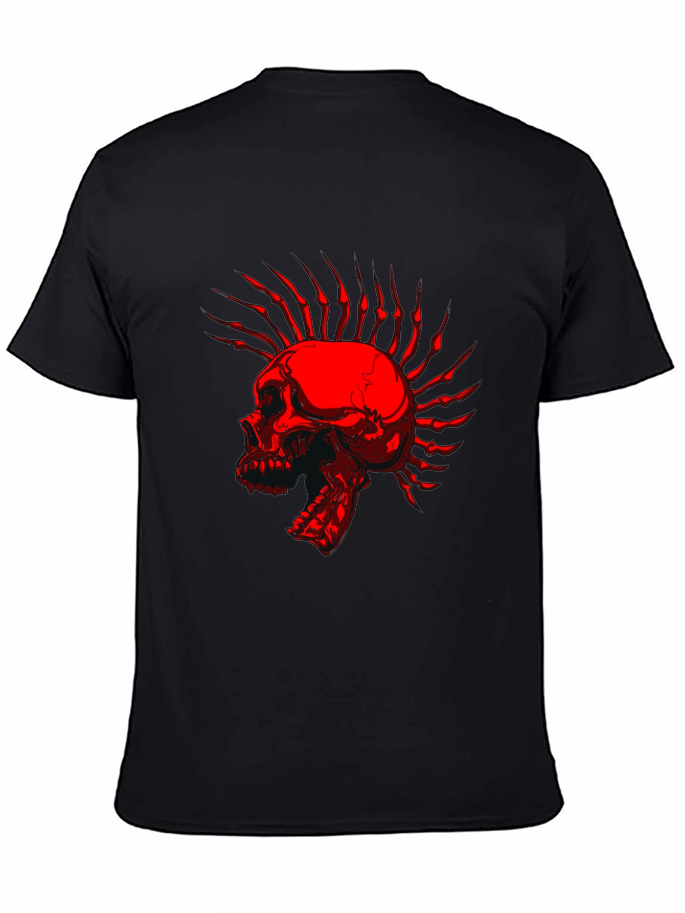 Black Skull Mohawk Graphic T-Shirt - Edgy Style view 4