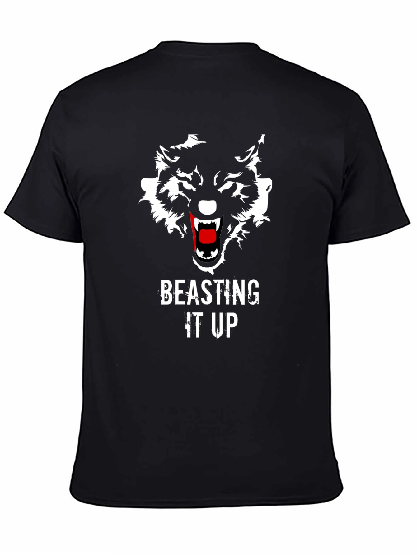 Black Beasting It Up Wolf Graphic T-Shirt - Black view 4