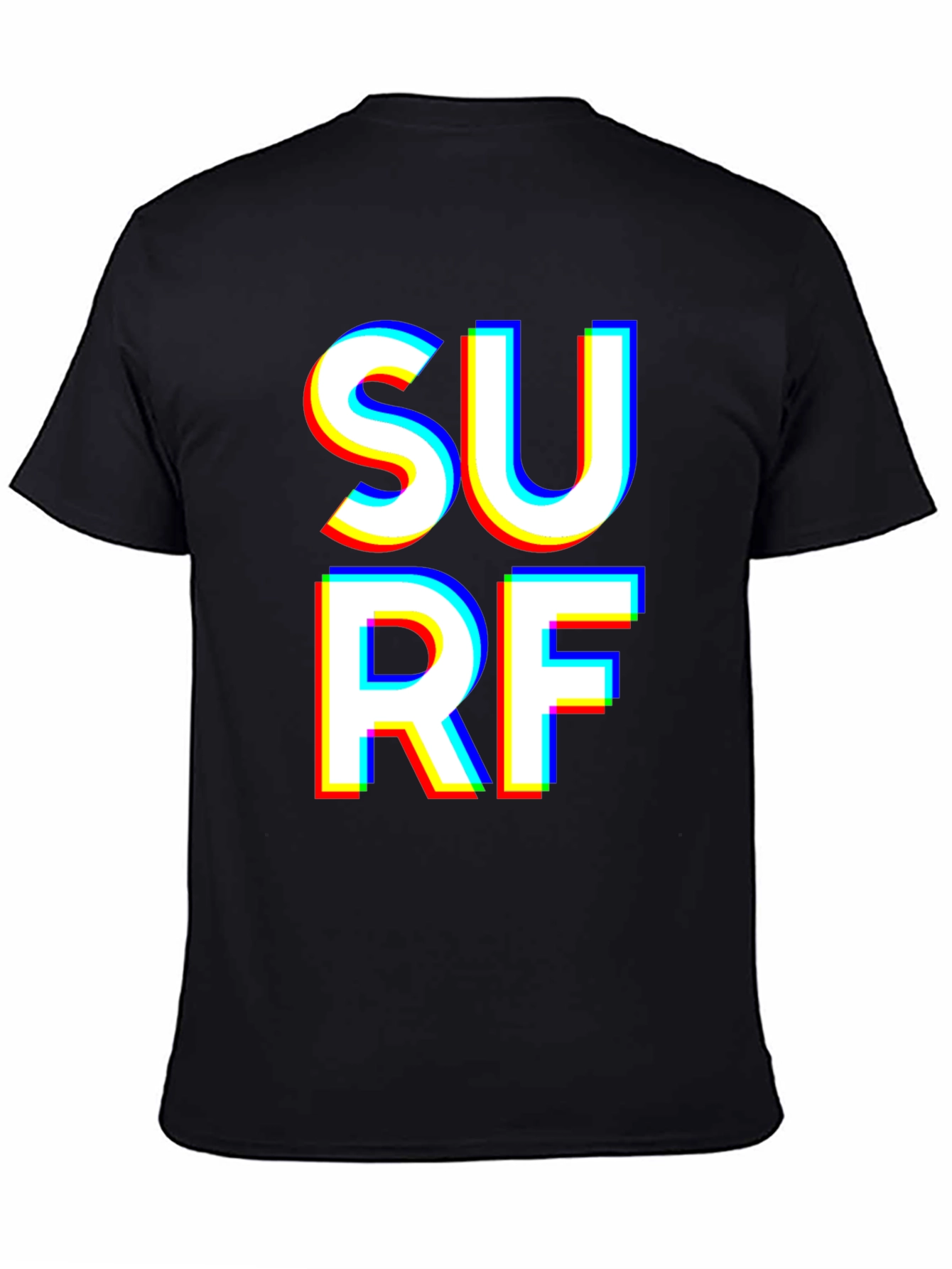 Black Surf Graphic T-Shirt - Bold White Text on Black view 4