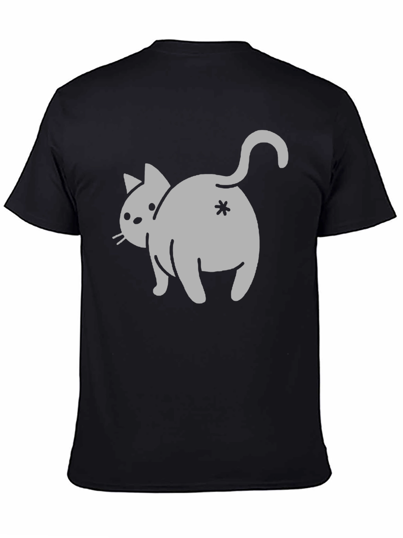 Black Funny Cat Butt T-Shirt - Black Cotton Blend view 4