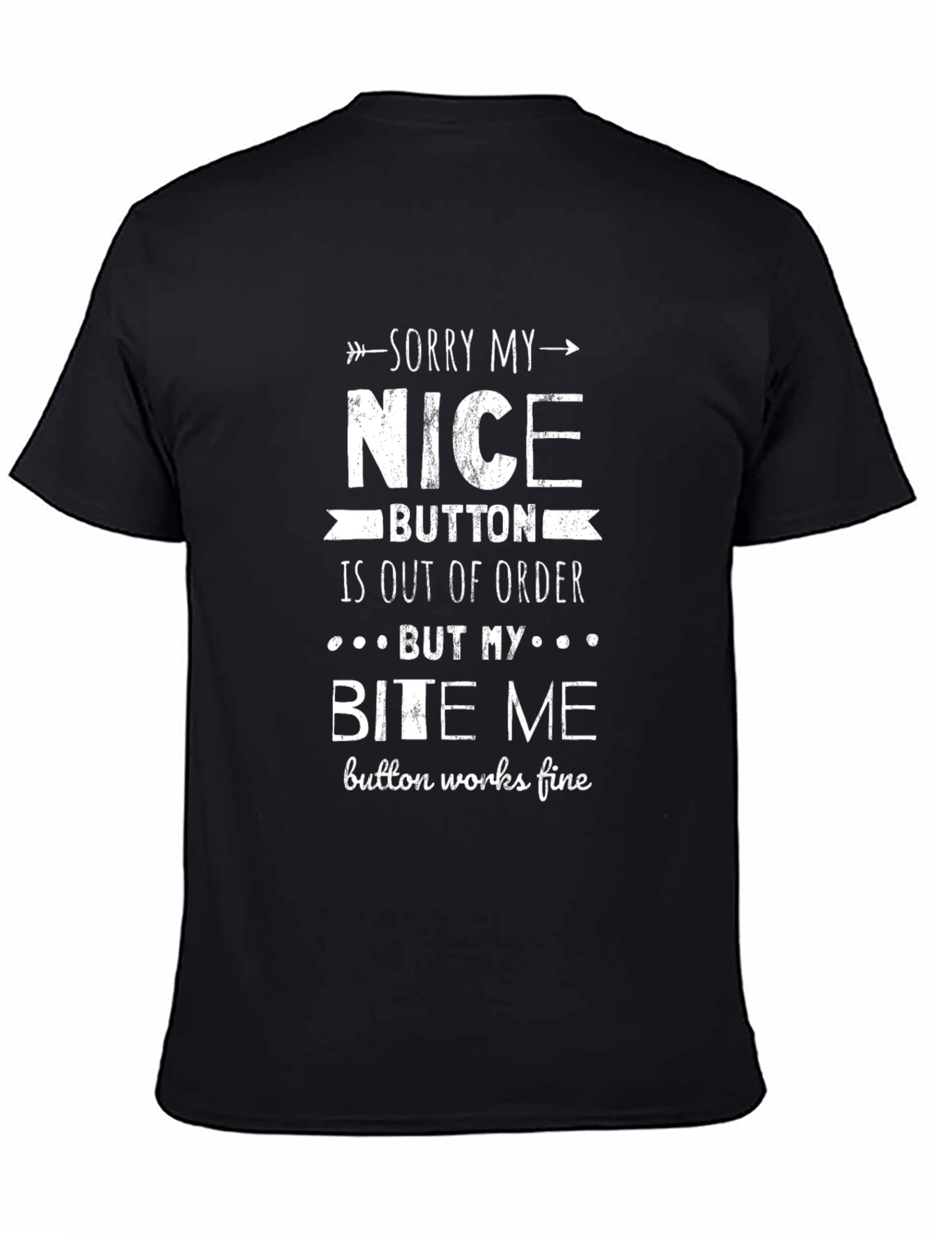 Black Funny "Bite Me" Graphic Novelty T-Shirt view 4