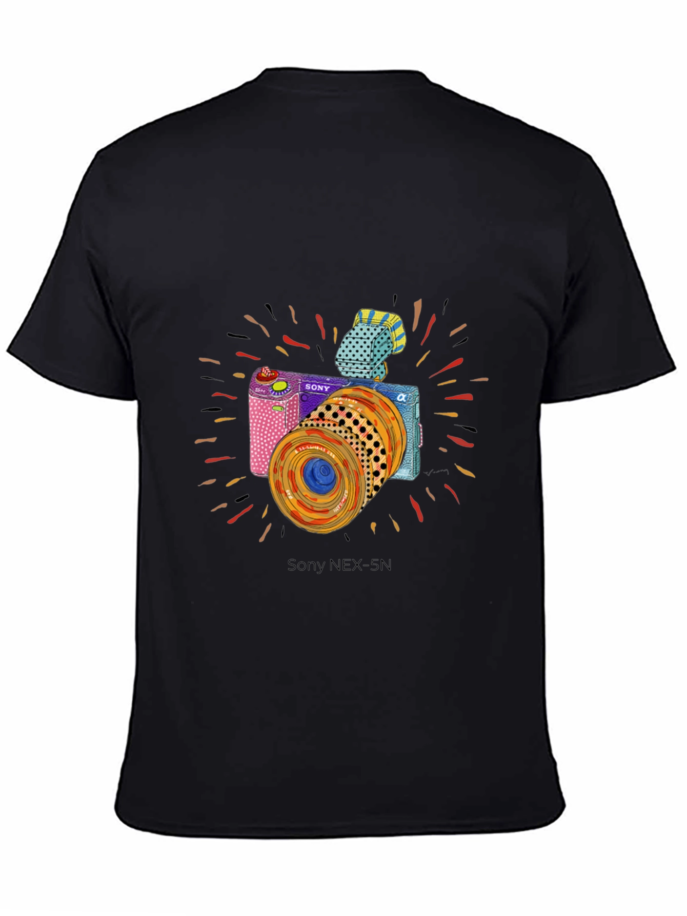 Black Sony Camera Graphic Tee - Unique Design view 4