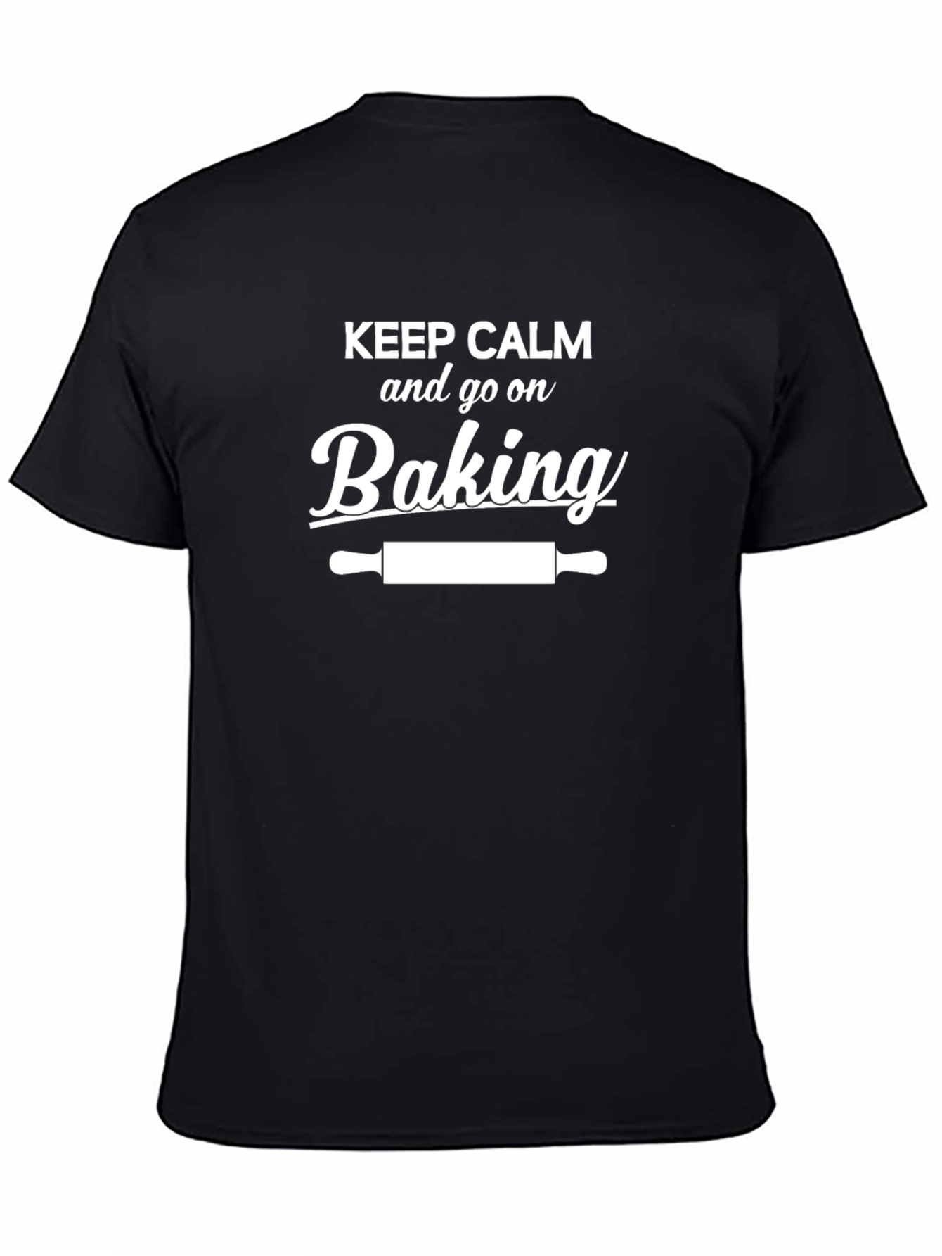 Black Keep Calm and Go On Baking T-Shirt view 4