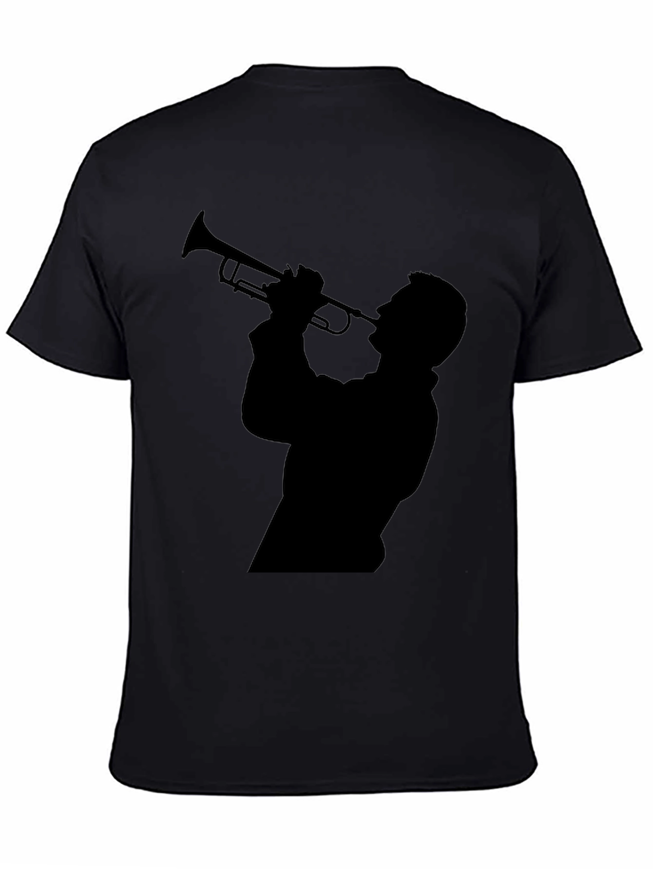 Black Trumpet Player Silhouette Black T-Shirt view 4