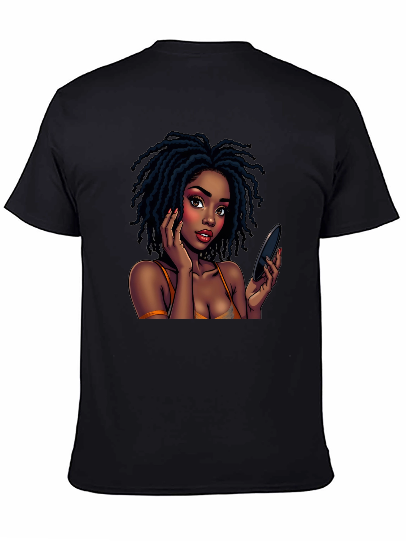 Black Black T-Shirt with Animated Girl Graphic view 4
