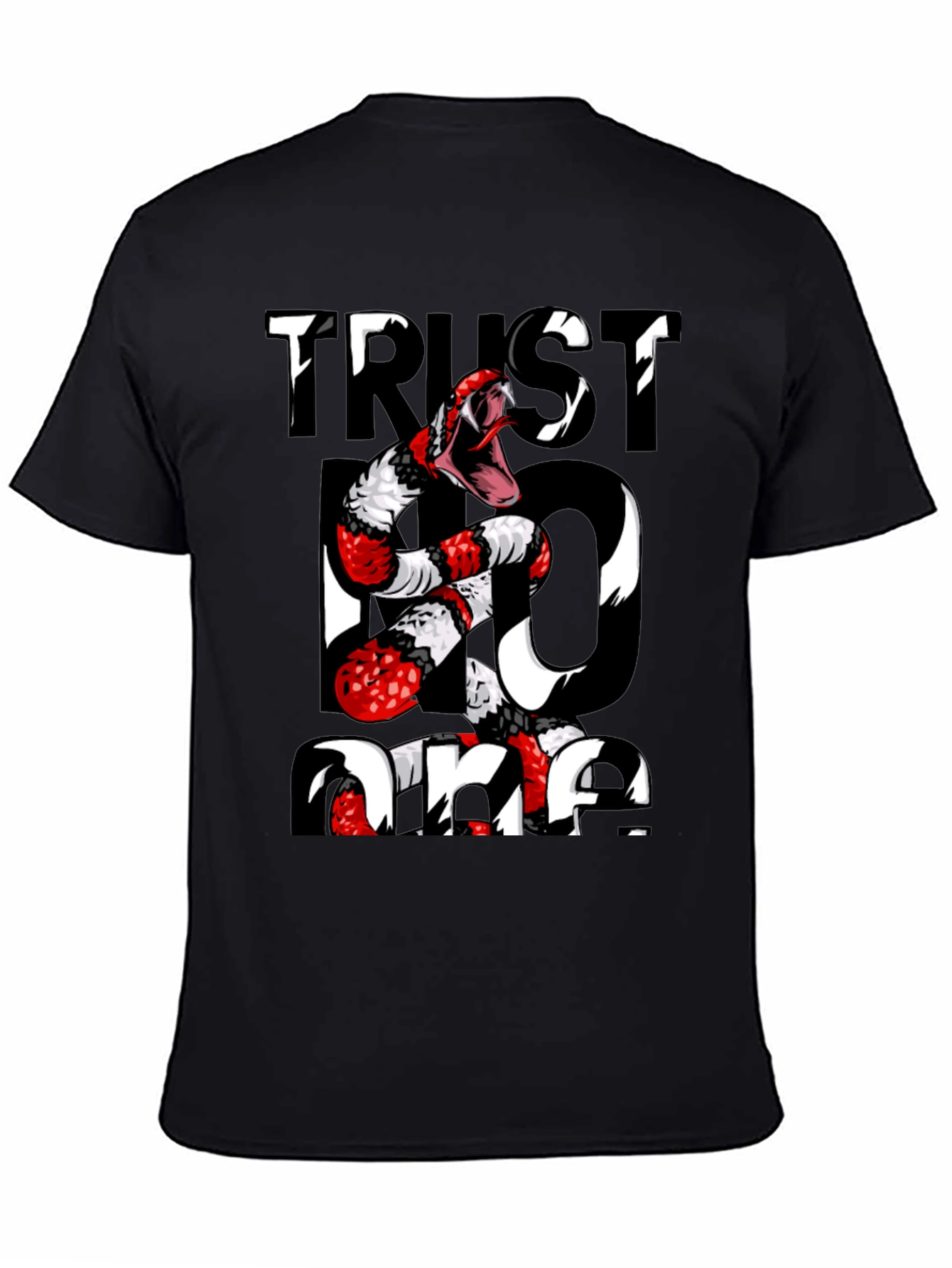 Black Trust No One Snake Graphic Tee - Black view 4