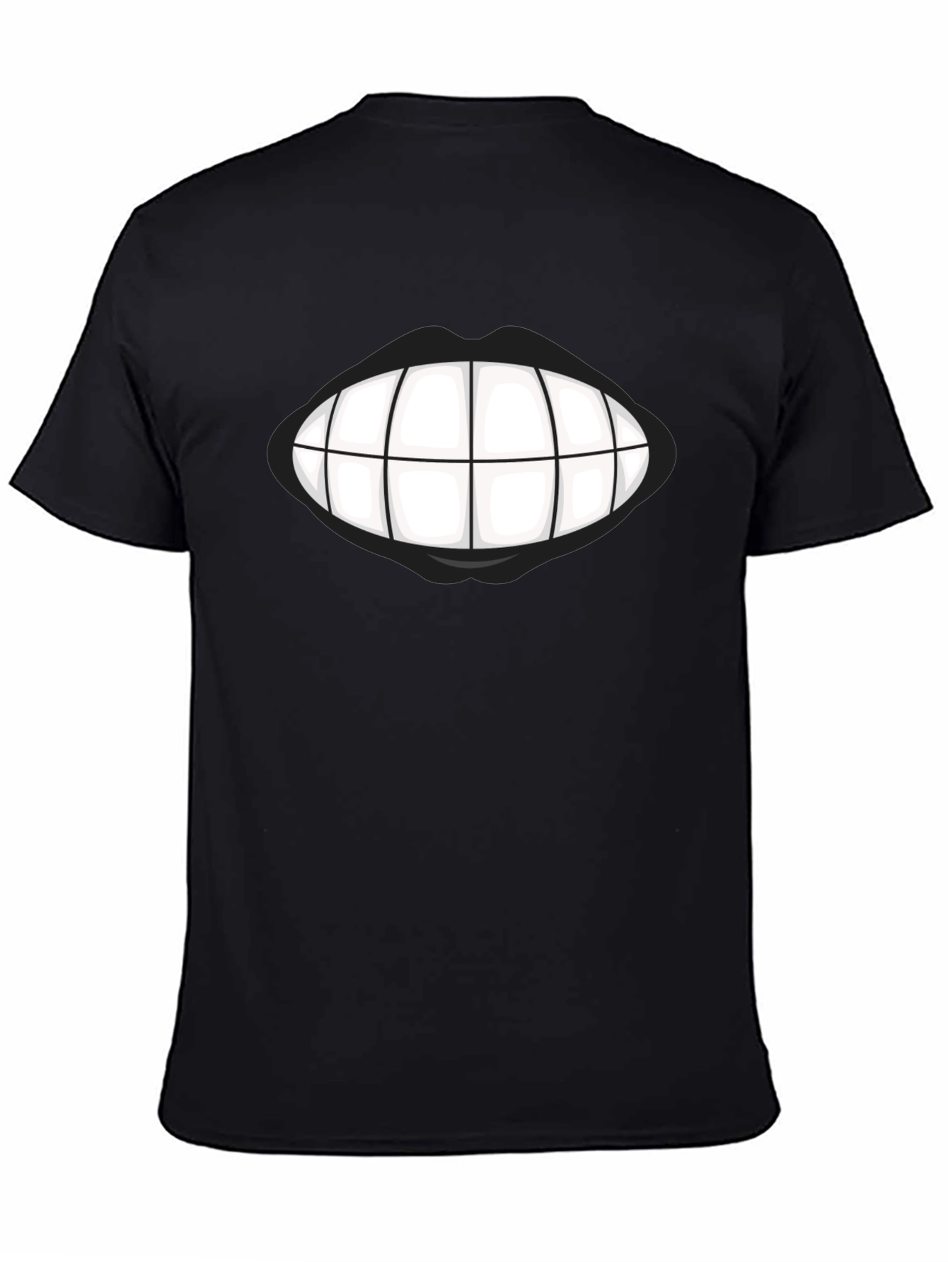 Black Grinning Teeth Graphic Tee - Bold Black T-Shirt view 4