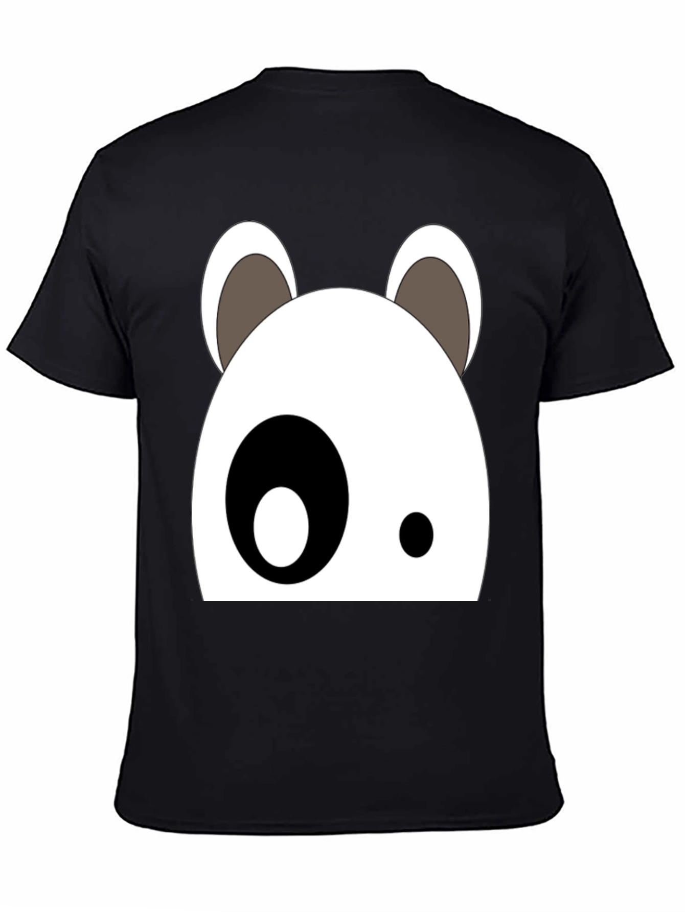 Black Cartoon Panda Face Black Graphic Tee view 4