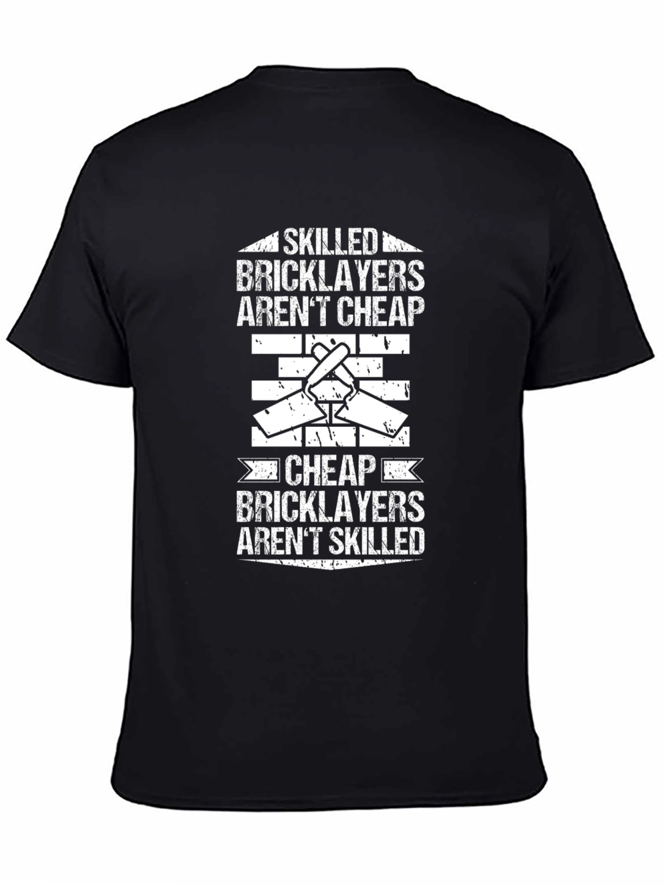 Black Skilled Bricklayers T-Shirt - Funny Construction Worker Tee view 4