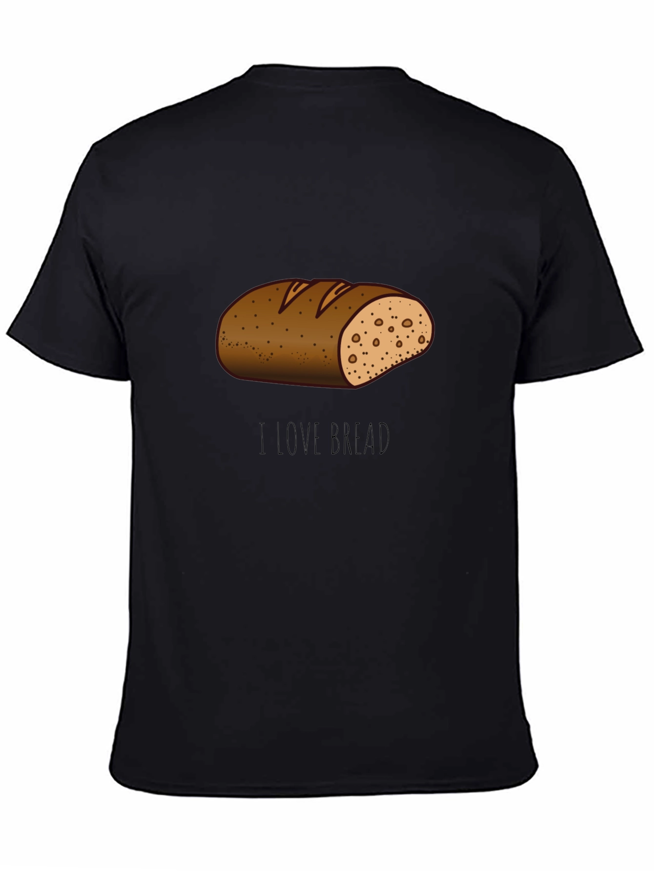 Black I Love Bread T-Shirt Funny Cartoon Loaf Tee view 4