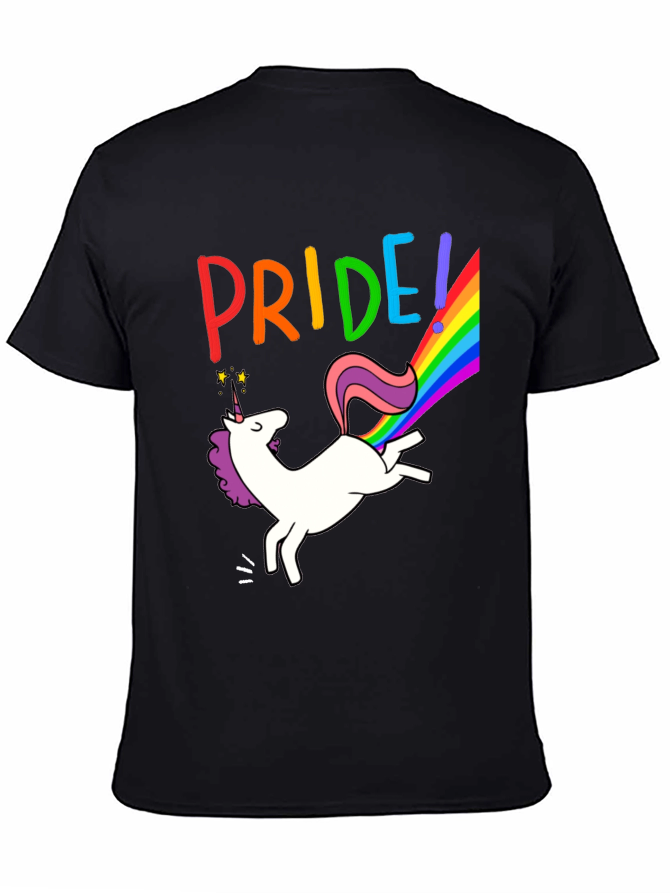 Black Pride Unicorn Graphic Tee - Black Cotton Blend view 4