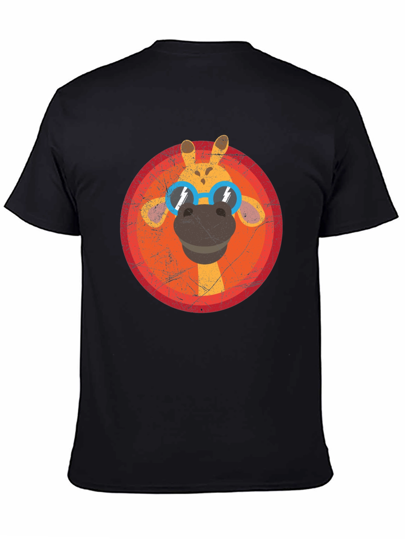 Black Cool Giraffe Graphic Tee - Unisex Black T-Shirt view 4