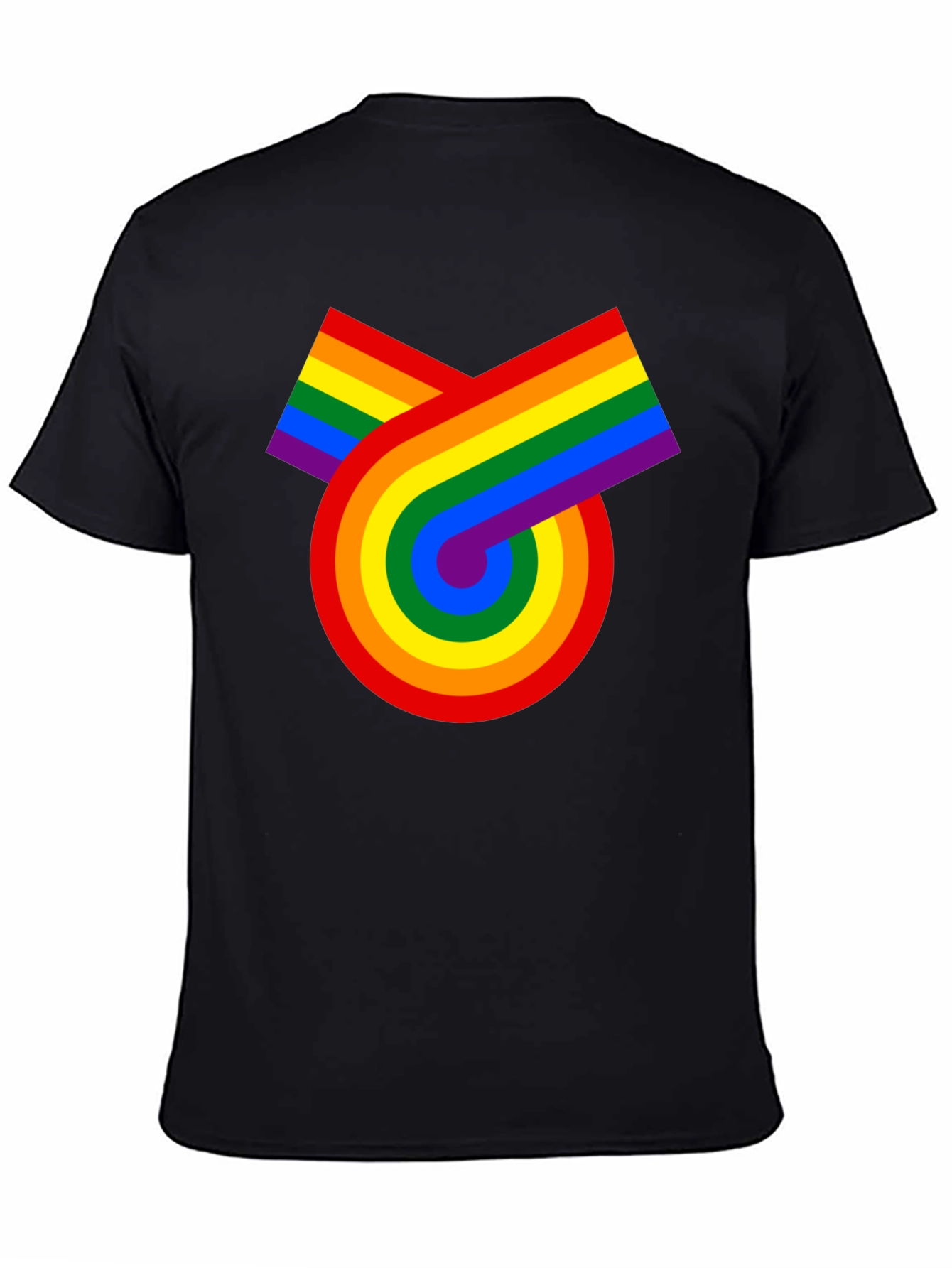 Black Retro Rainbow Graphic Tee - Pride Celebration view 4