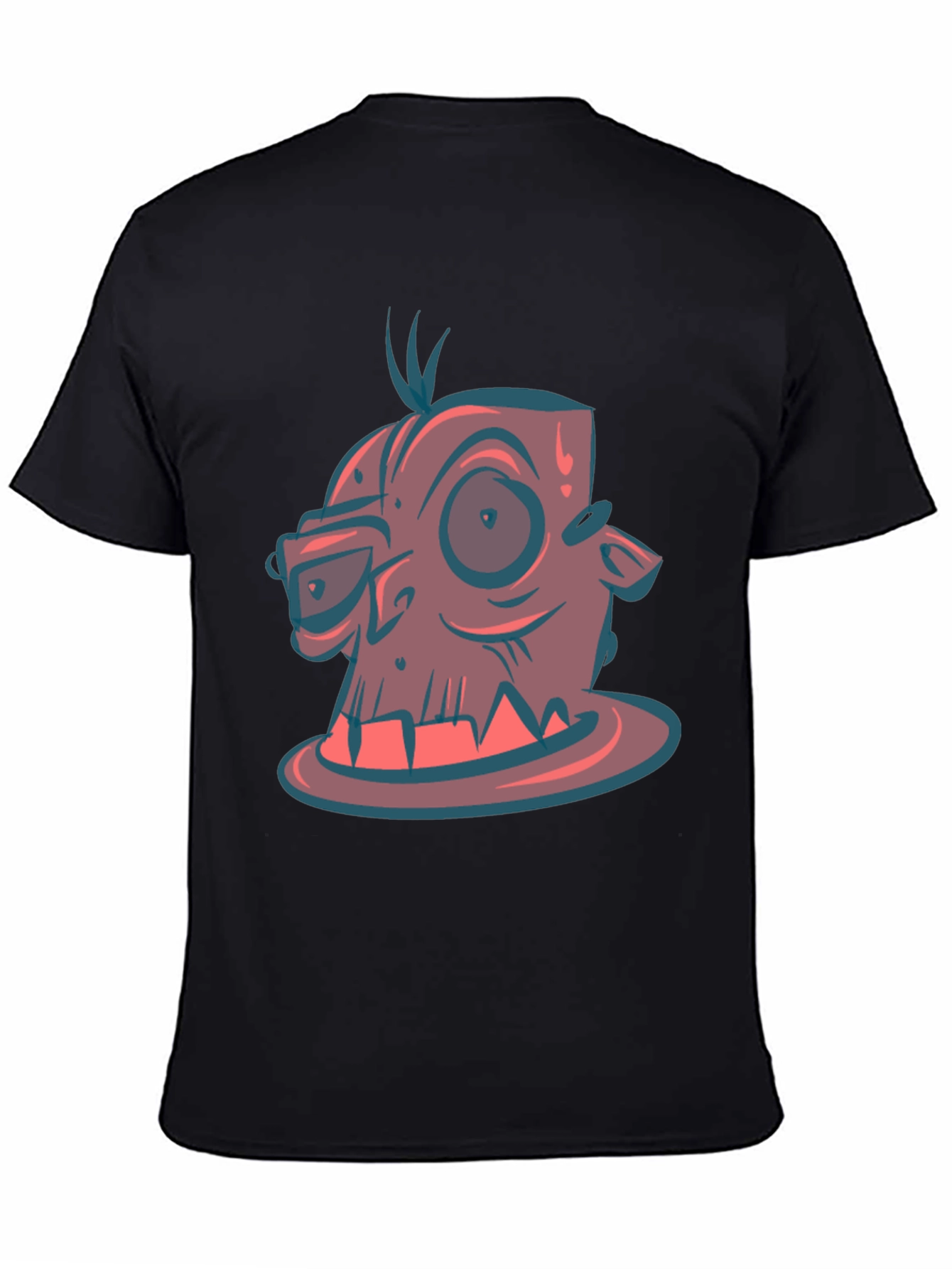 Black Cartoon Monster Graphic Tee - Black view 4