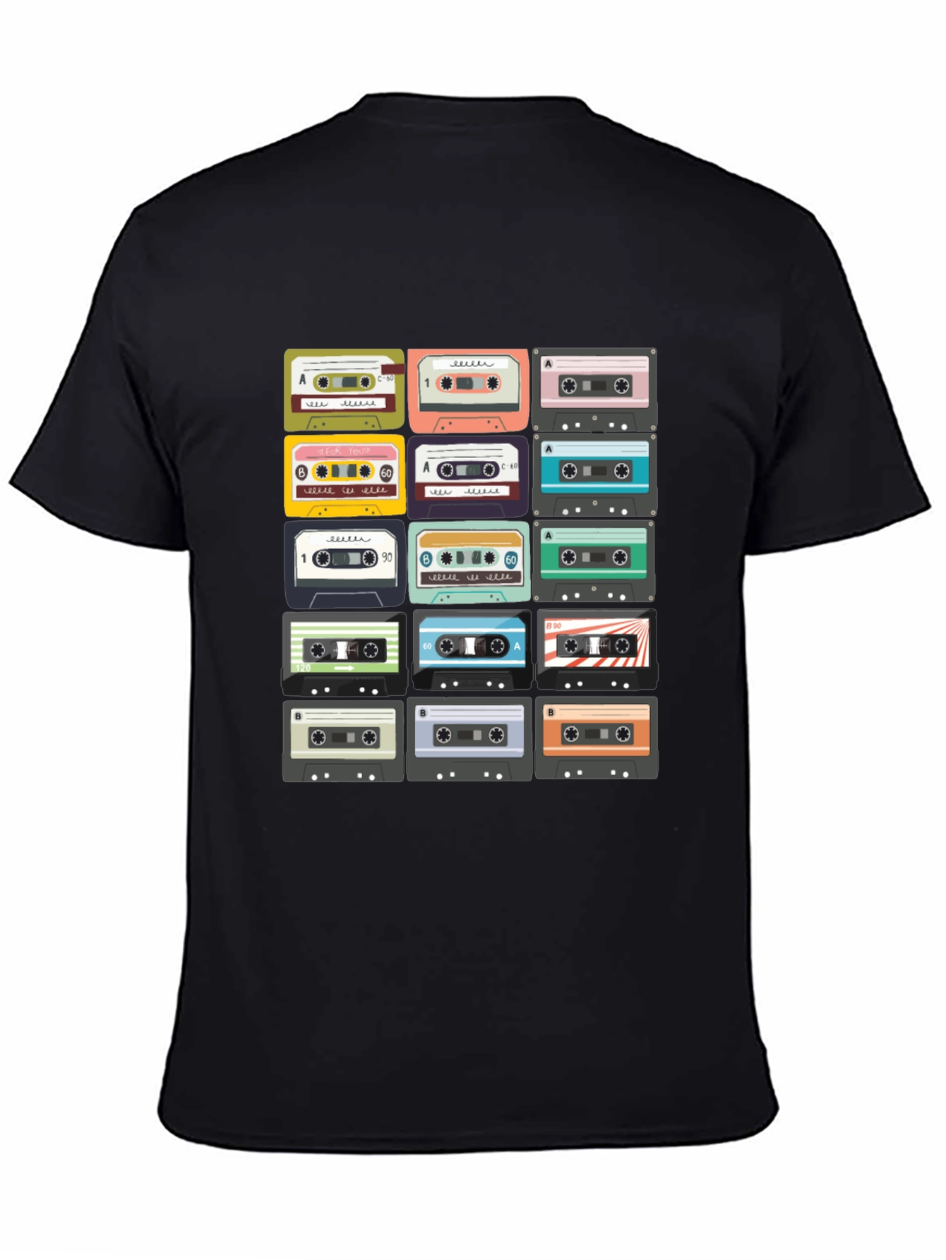 Black Retro Cassette Tape T-Shirt - Vintage Music Lover Tee view 4
