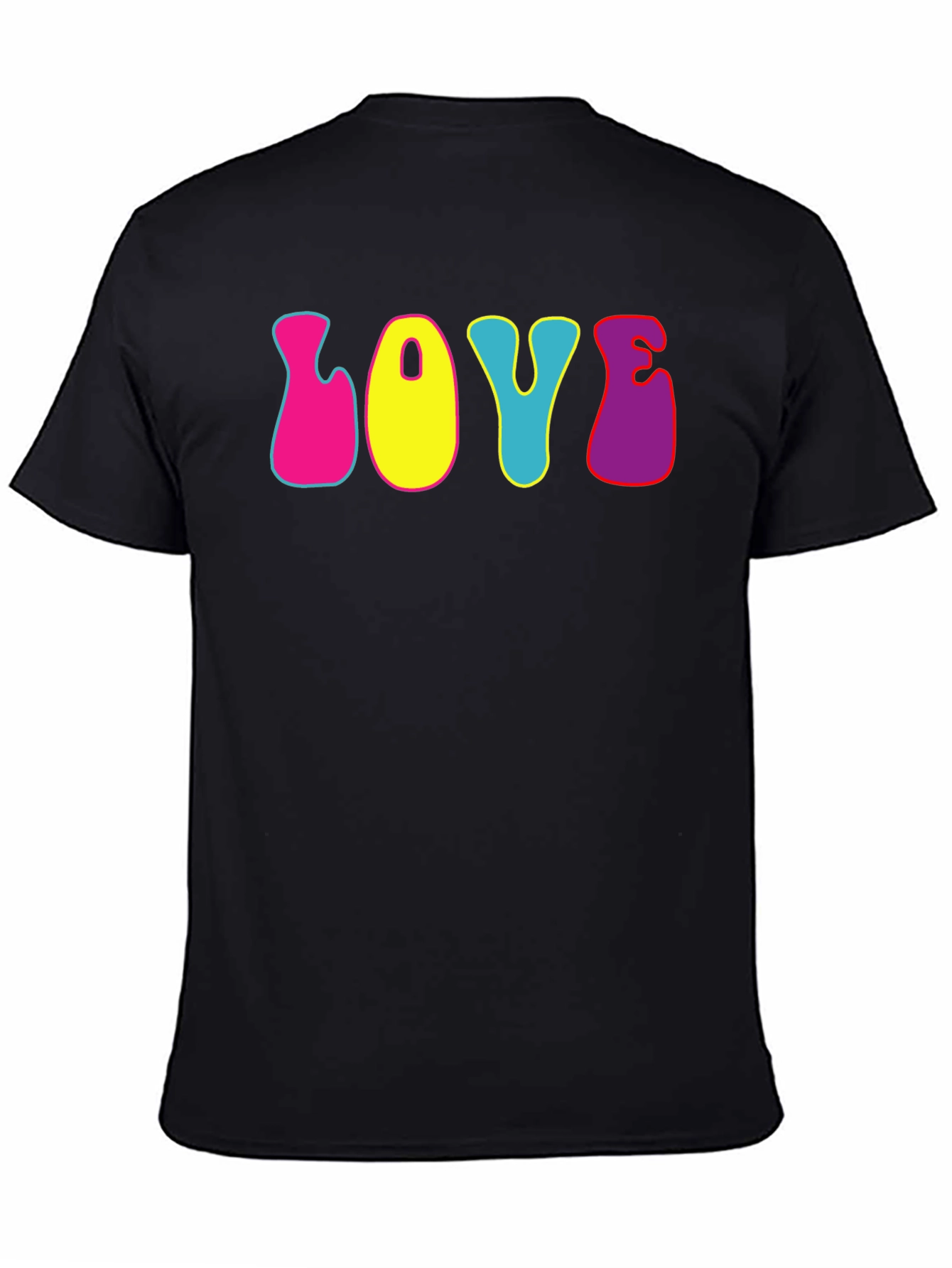 Black Retro "Love" Graphic Tee - Black Cotton T-Shirt view 4