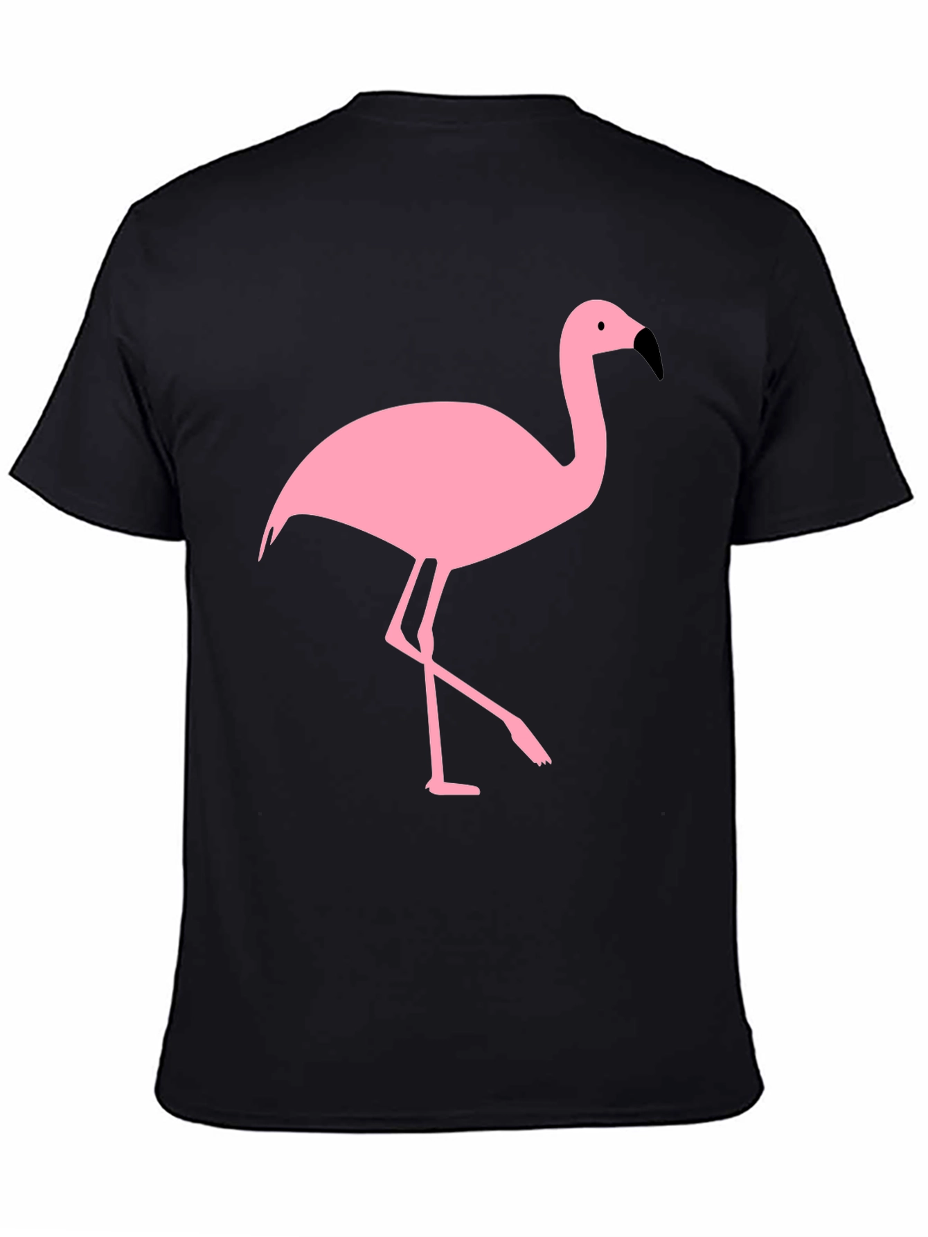 Black Black T-Shirt with Pink Flamingo Graphic view 4