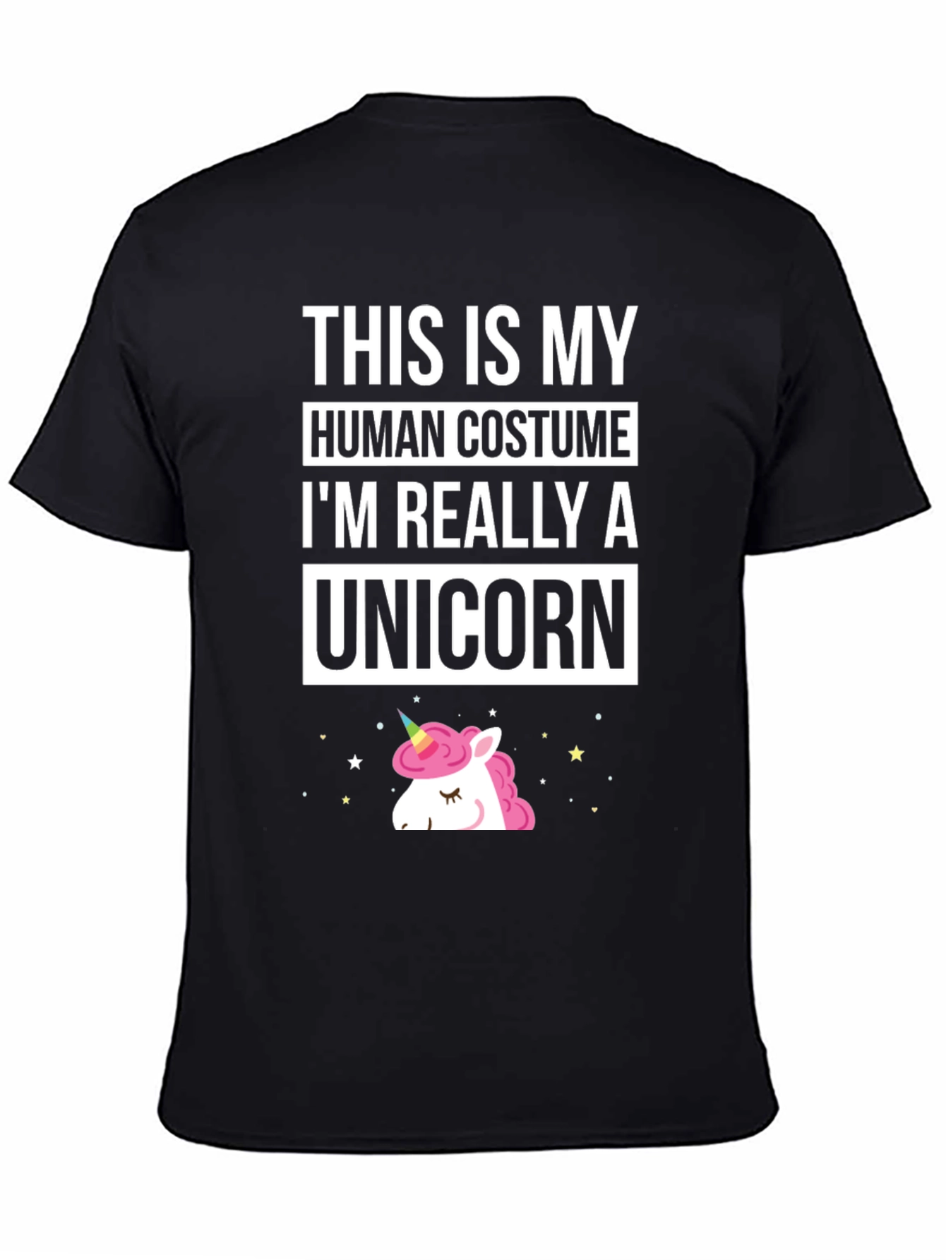 Black Unicorn Human Costume T-Shirt, Funny Graphic Tee view 4