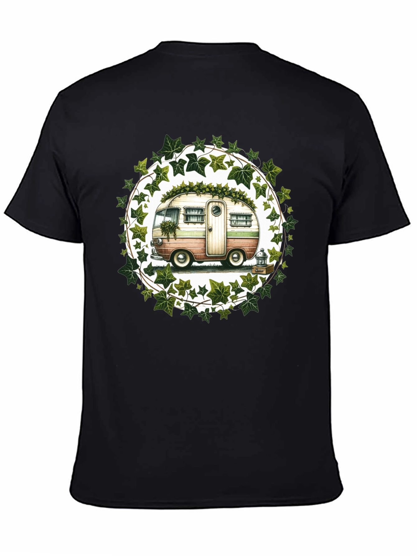 Black Vintage Camper T-Shirt: Nature Lover's Tee view 4