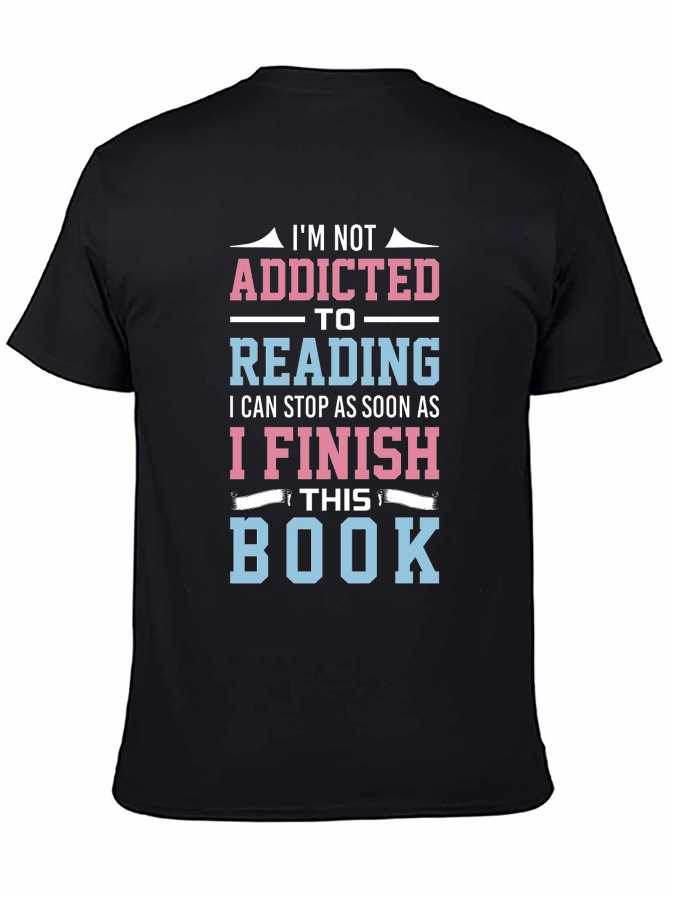 Black Funny Reading Addict T-Shirt: Just One More Chapter! view 4